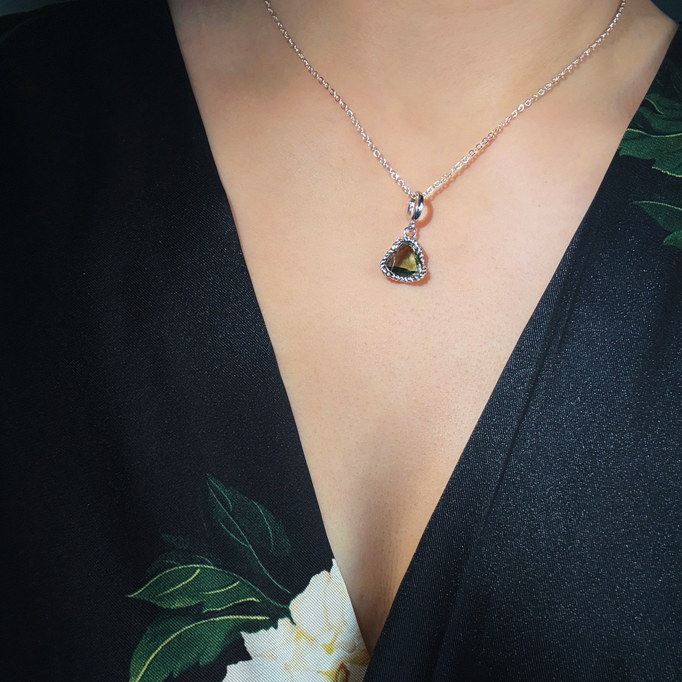 Faceted Czech Moldavite Pendant 925 Sterling Silver