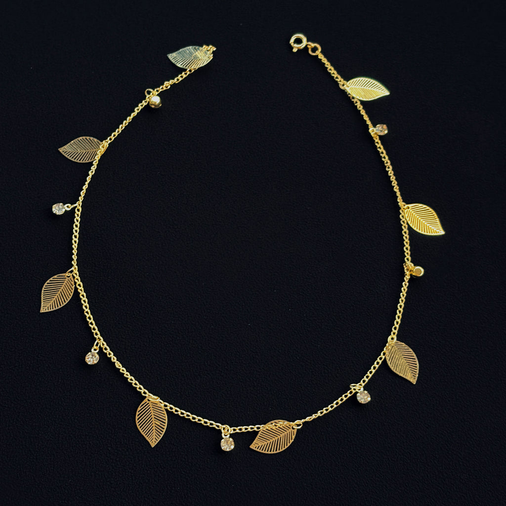 Golden Leaf Whisper Layering Chain Necklace