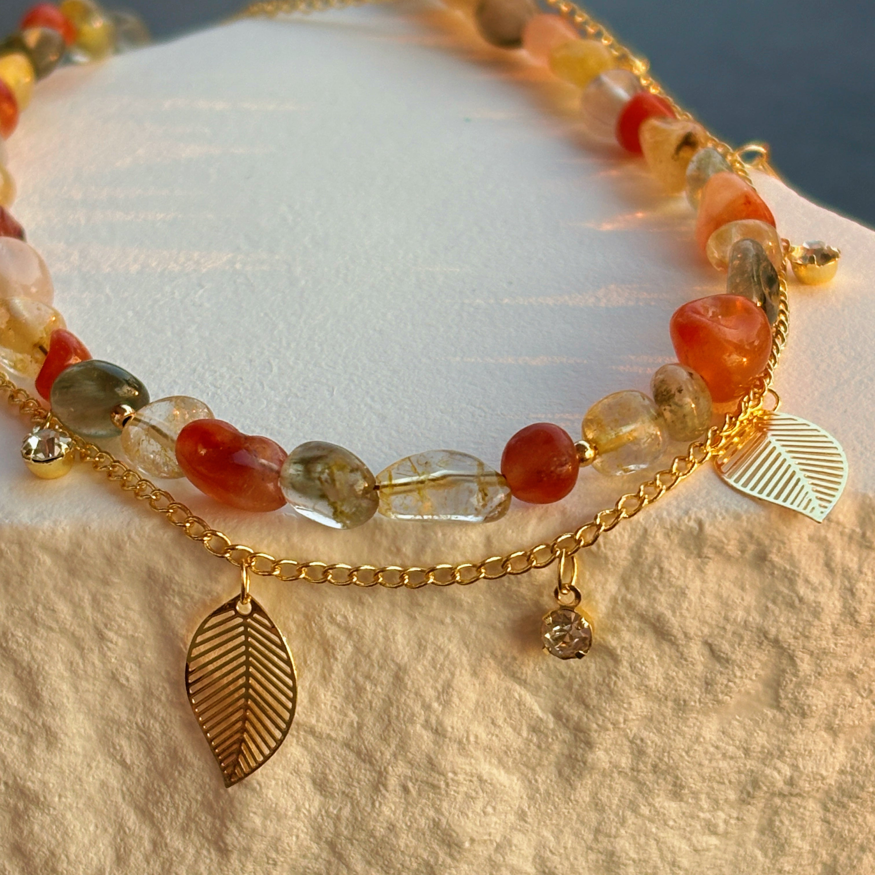 Golden Leaf Whisper Layering Chain Necklace