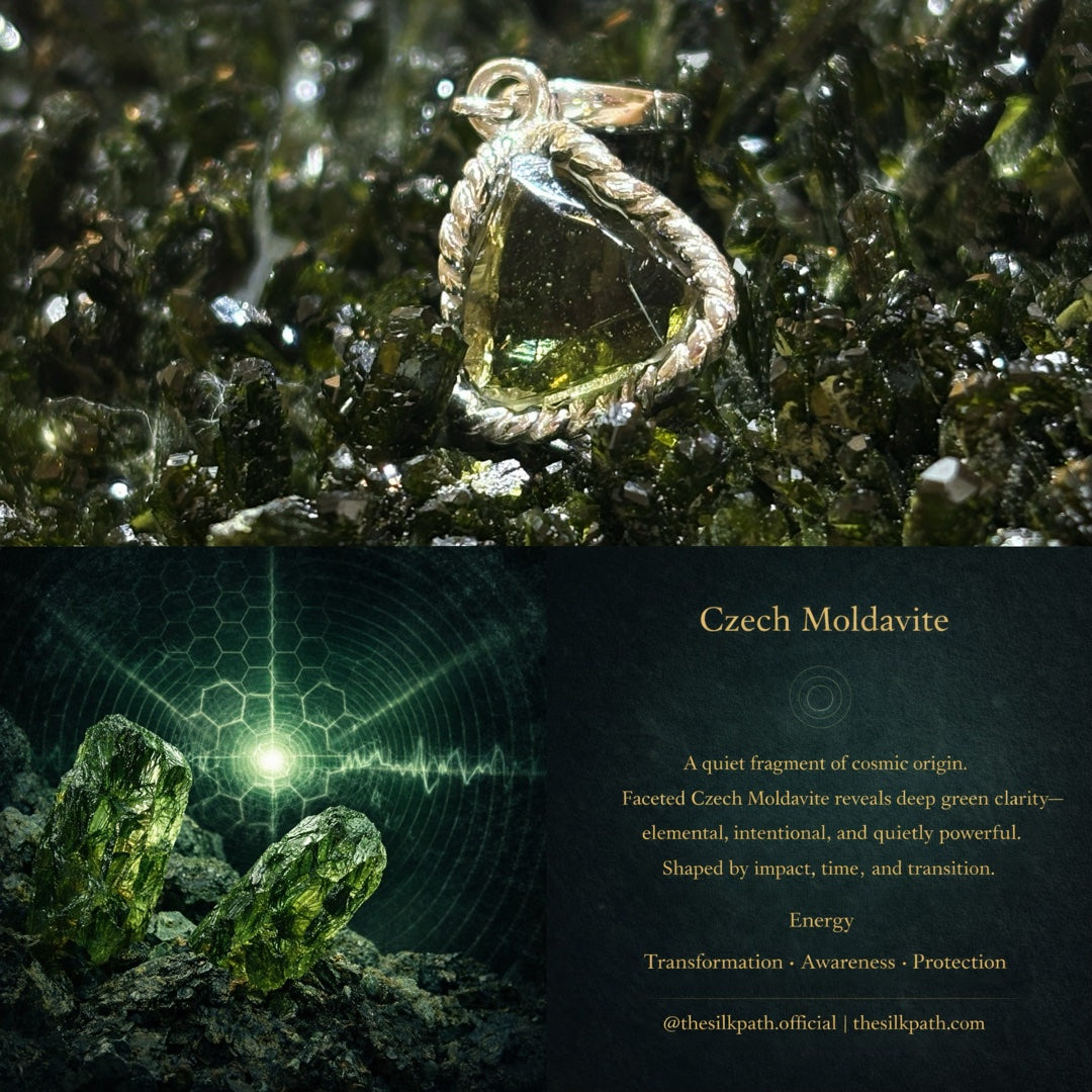 Faceted Czech Moldavite Pendant 925 Sterling Silver