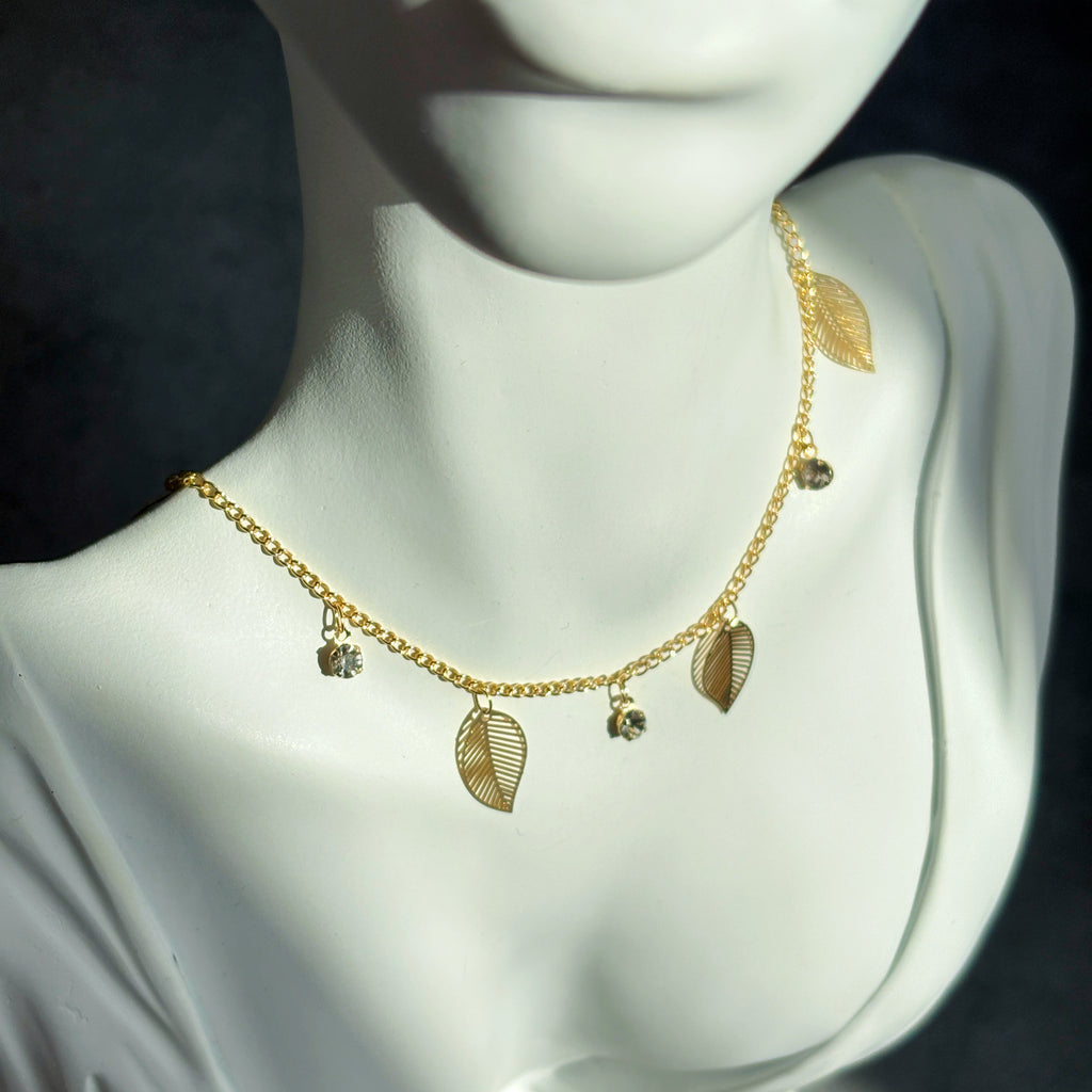Golden Leaf Whisper Layering Chain Necklace