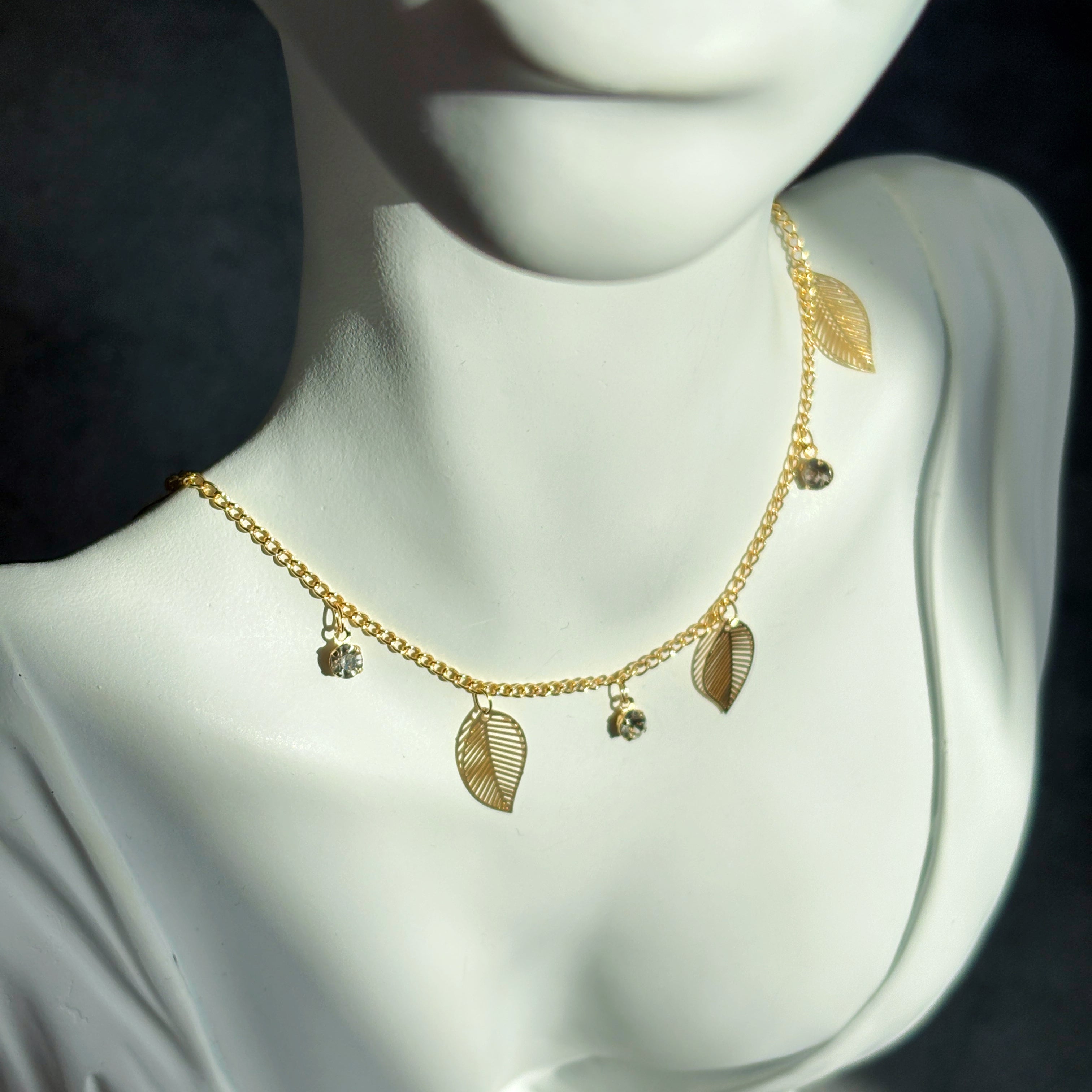 Golden Leaf Whisper Layering Chain Necklace