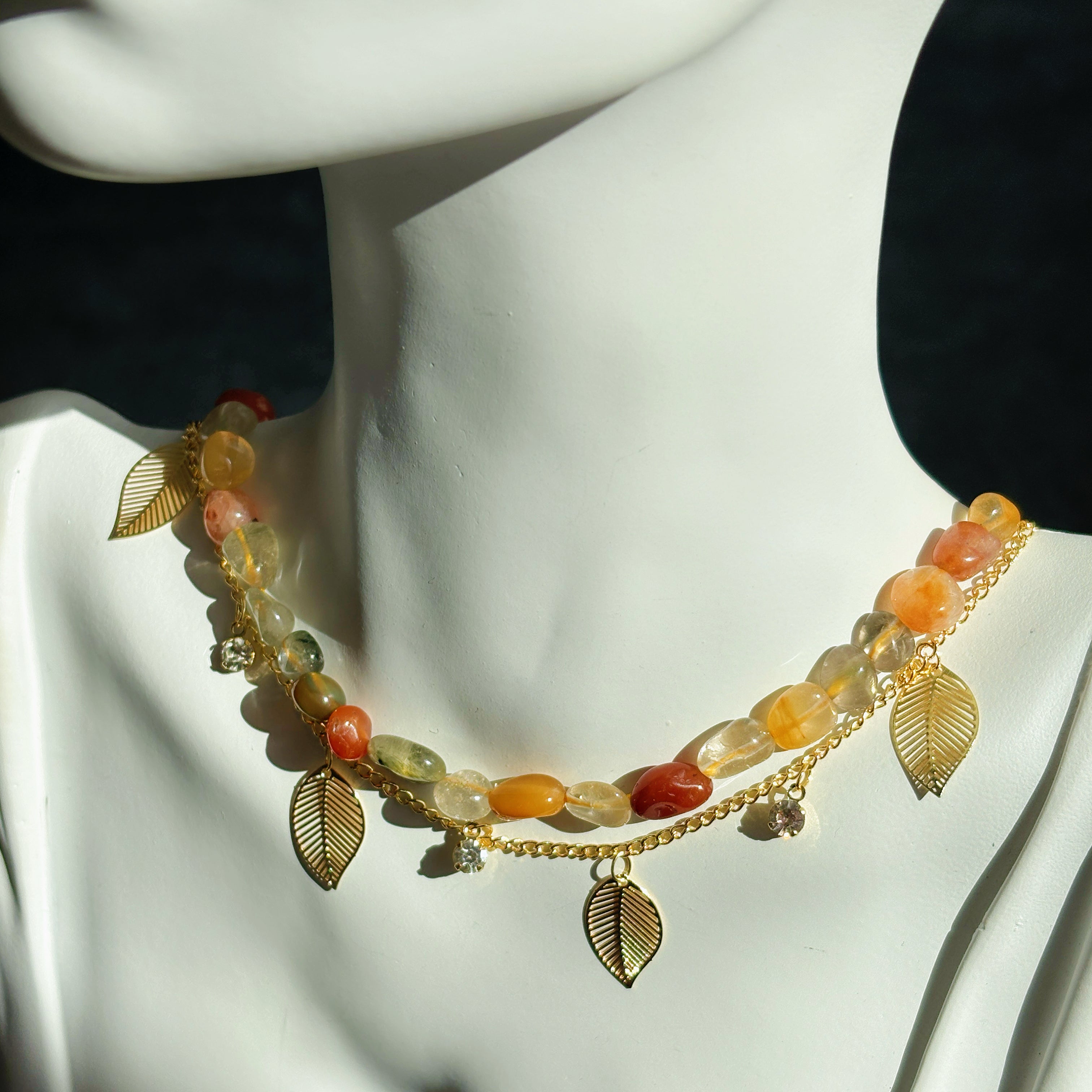 Dawn Petals Natural Rutilated Quartz Inner Bloom Necklace