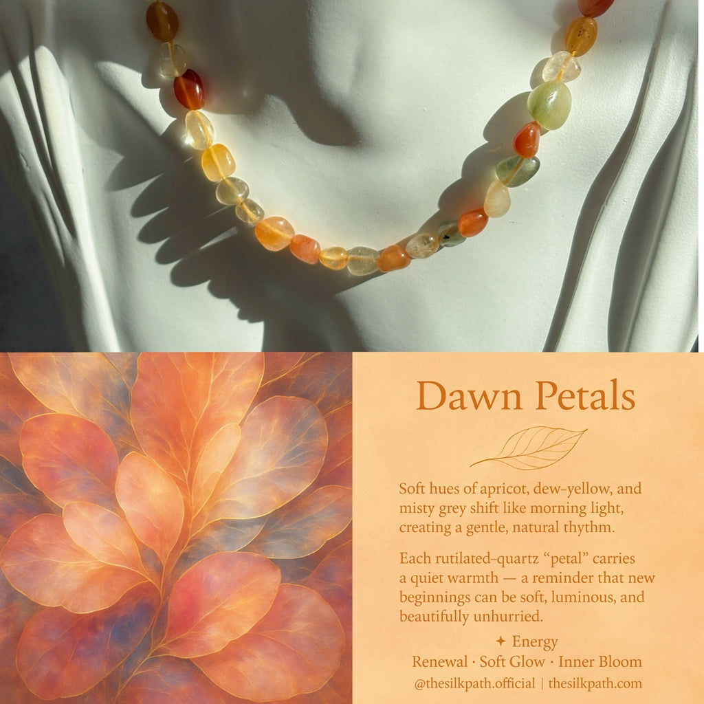 Dawn Petals Natural Rutilated Quartz Inner Bloom Necklace