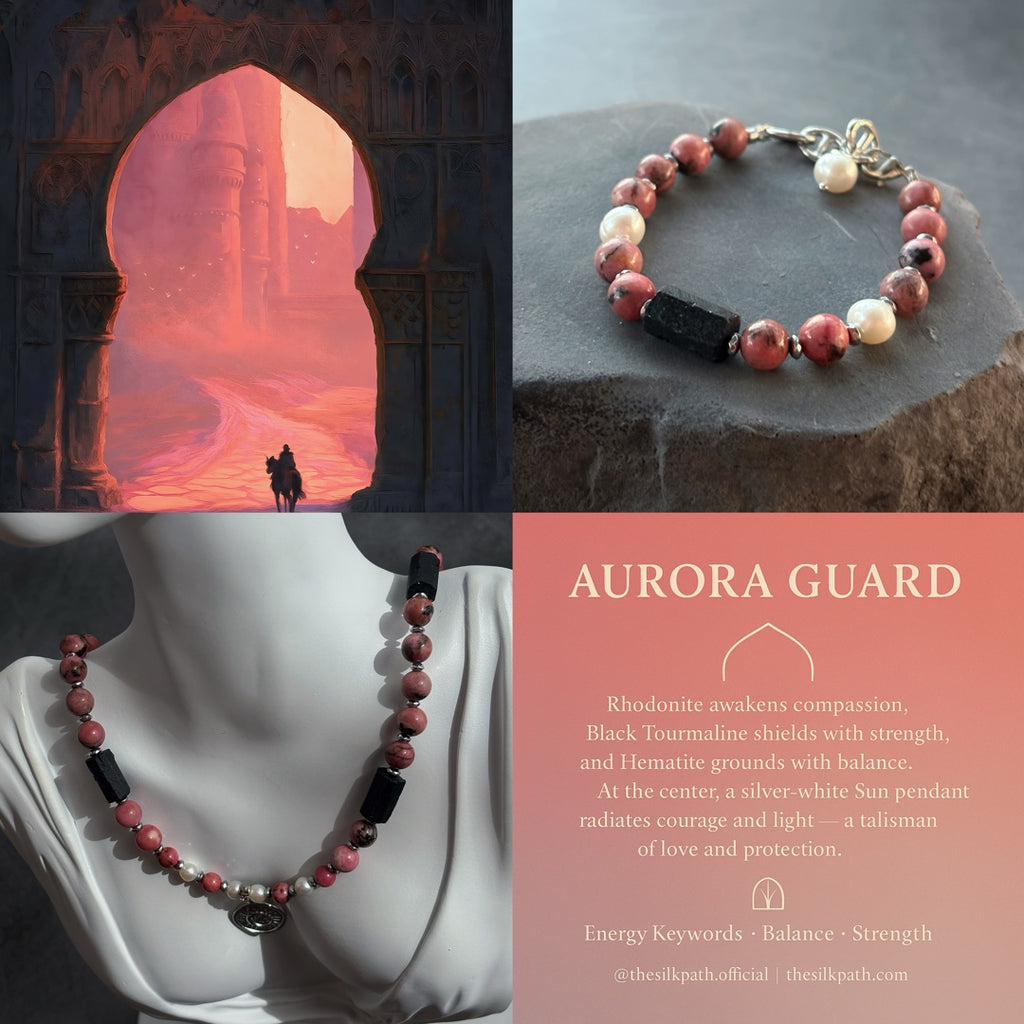 Aurora Guard Rhodonite Black Tourmaline Compassion Necklace