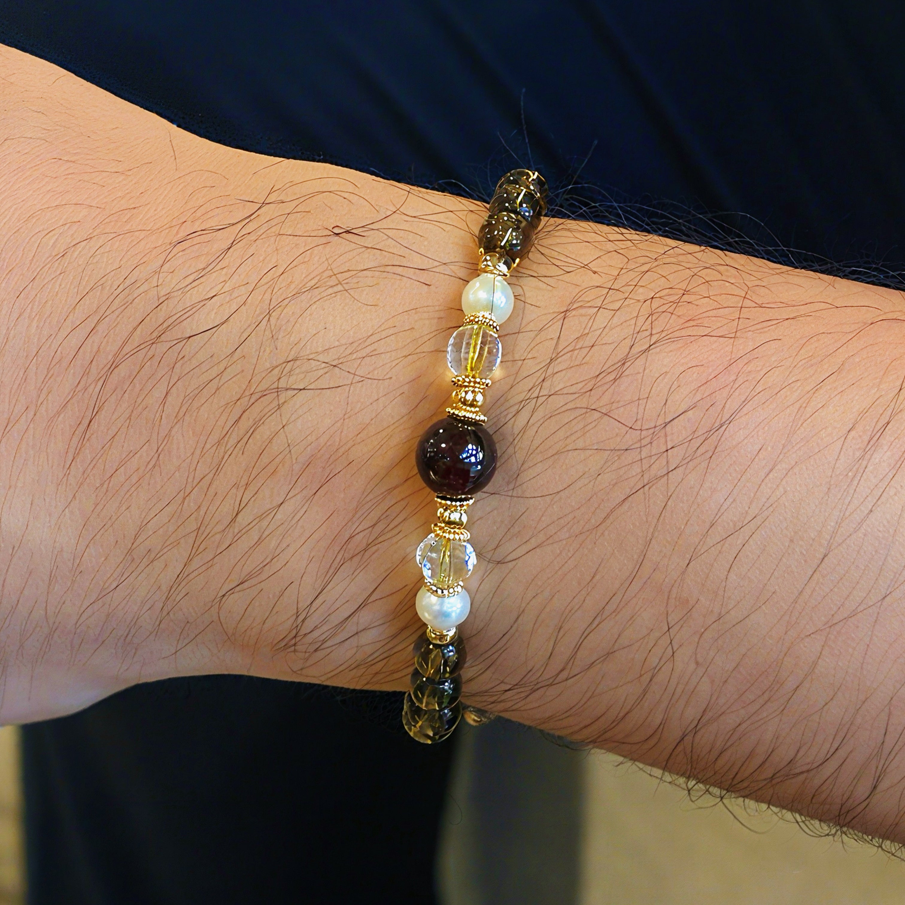 Silk Road Relic Byzantine Light Smoky Quartz Citrine Garnet Bracelet