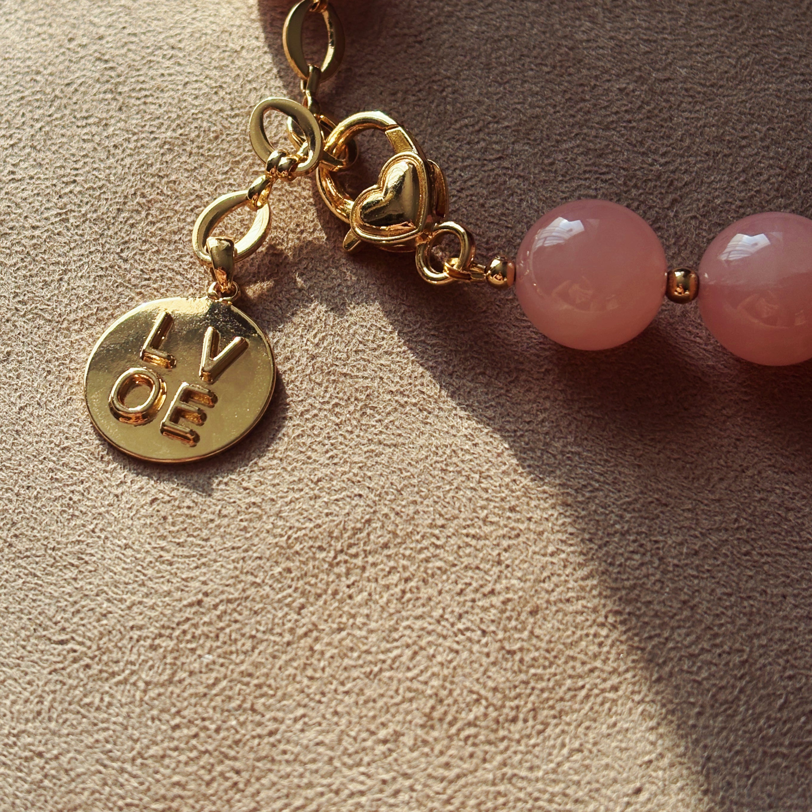 Healing Series Love Anchor Rose Quartz Aquamarine Necklace