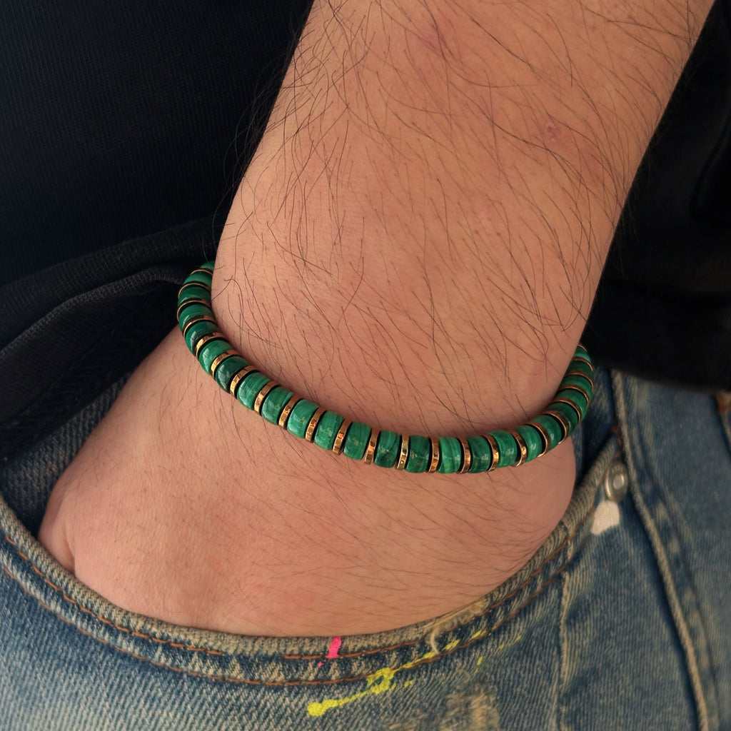 Verdant Pulse Malachite & Gold Hematite Vitality Bracelet