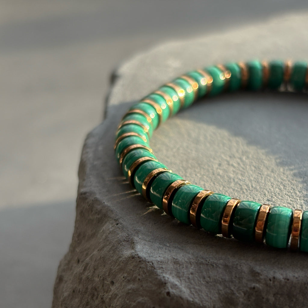 Verdant Pulse Malachite & Gold Hematite Vitality Bracelet