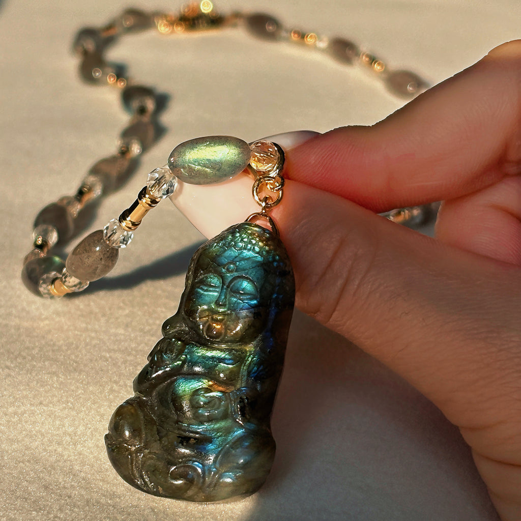 Sentinel Starveil Labradorite Buddha Guardian Intuition Necklace