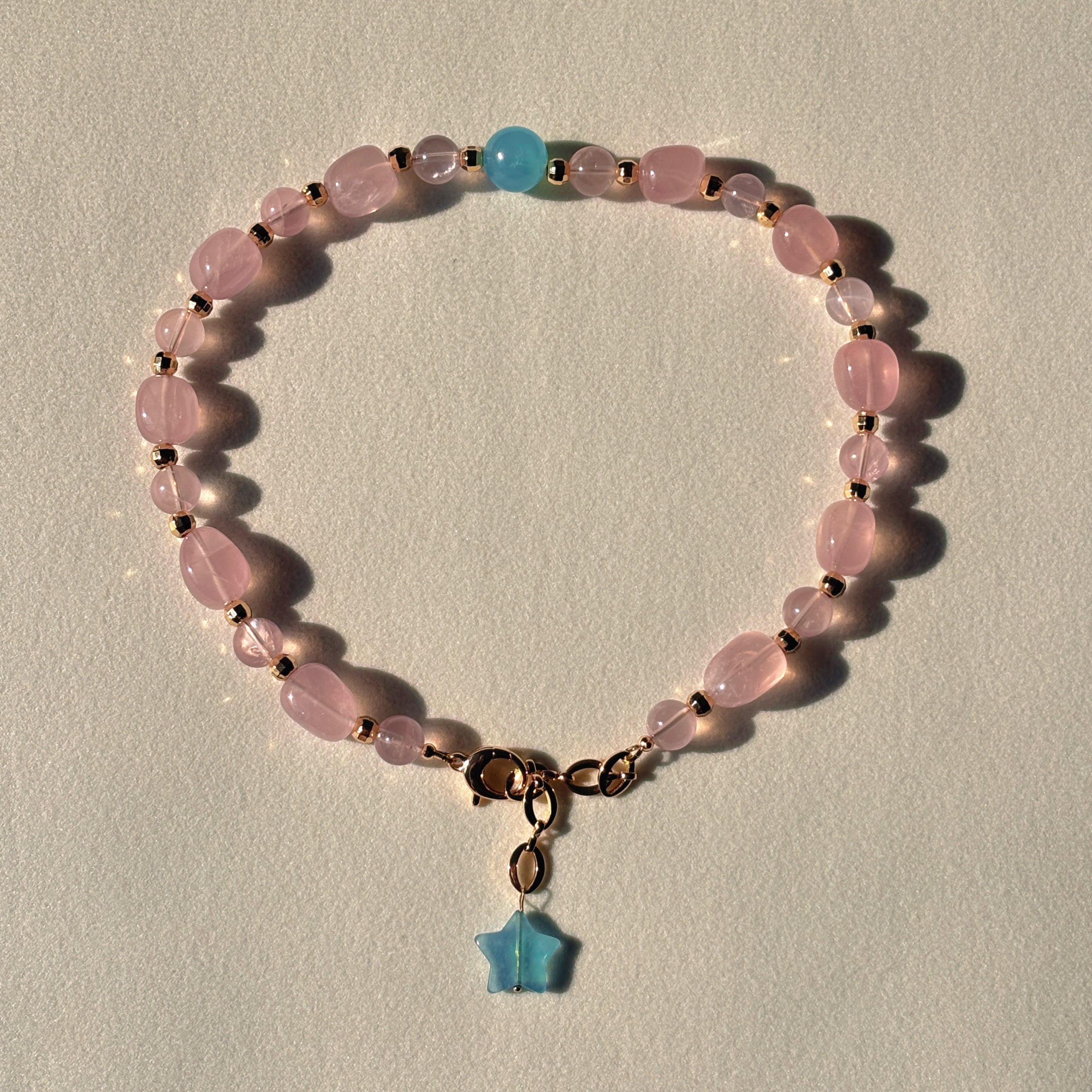 Healing Series Luminous Bloom Rose Quartz Aquamarine Gentle Love Necklace