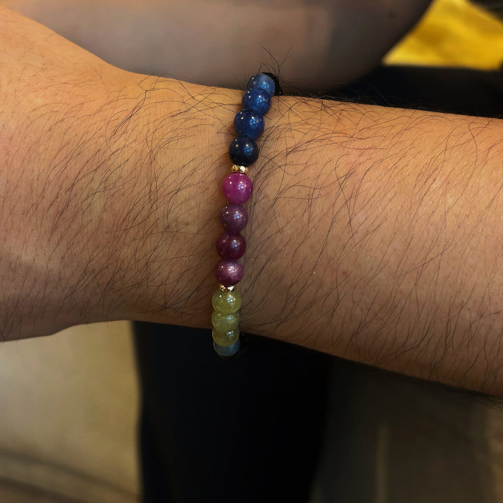 Silk Road Relic Nomad Jewel Black Tourmaline Ruby Sapphire Bracelet