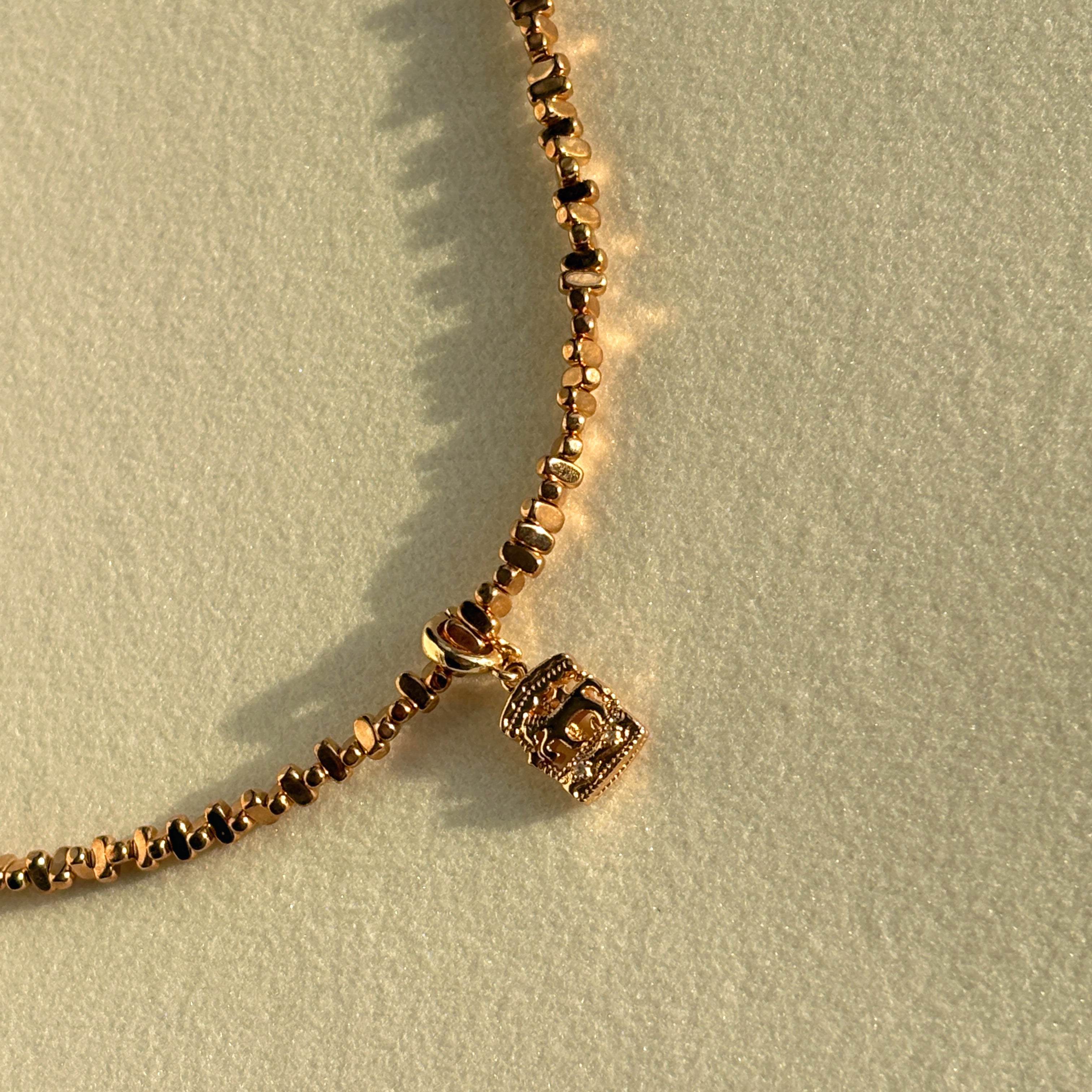 Gold Carousel Hematite Beads Necklace