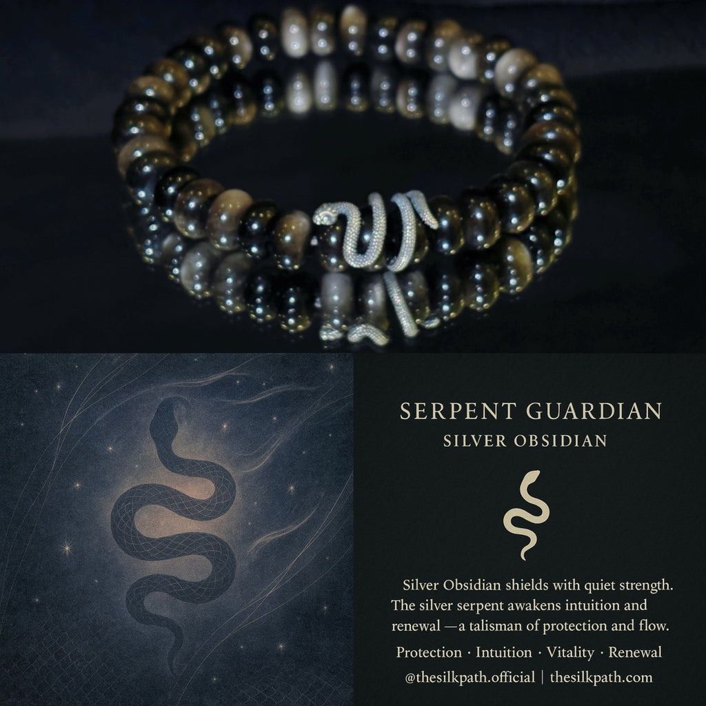 Spiritual Animal Obsidian Serpent Guardian Protection Intuition Bracelet