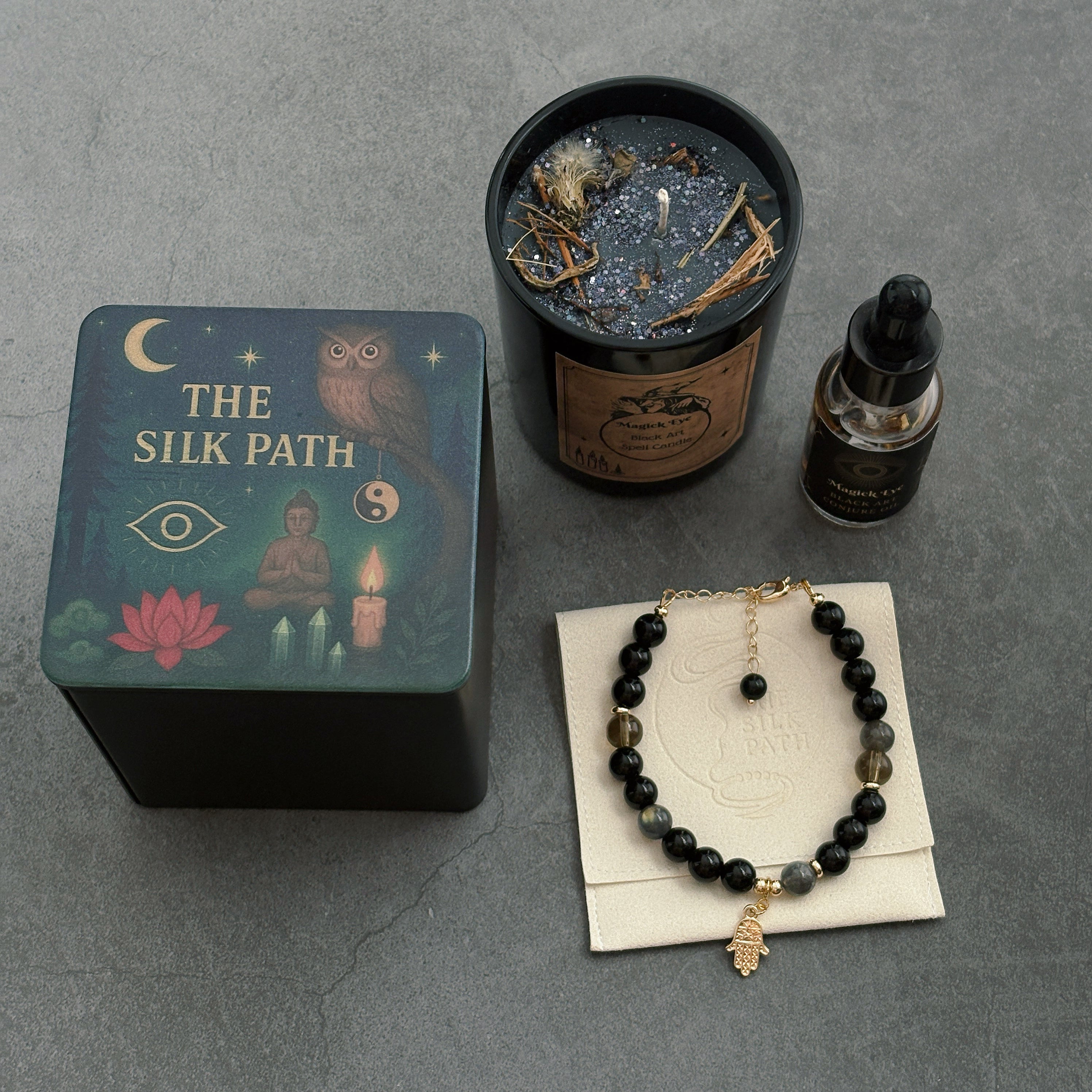 Control Ritual Set CandleBotanical Oil & Crystal Bracelet