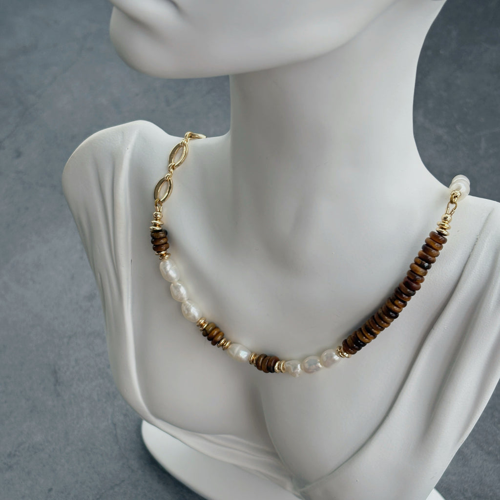 Tiger’s Gaze Tiger’s Eye Pearl Strength Necklace