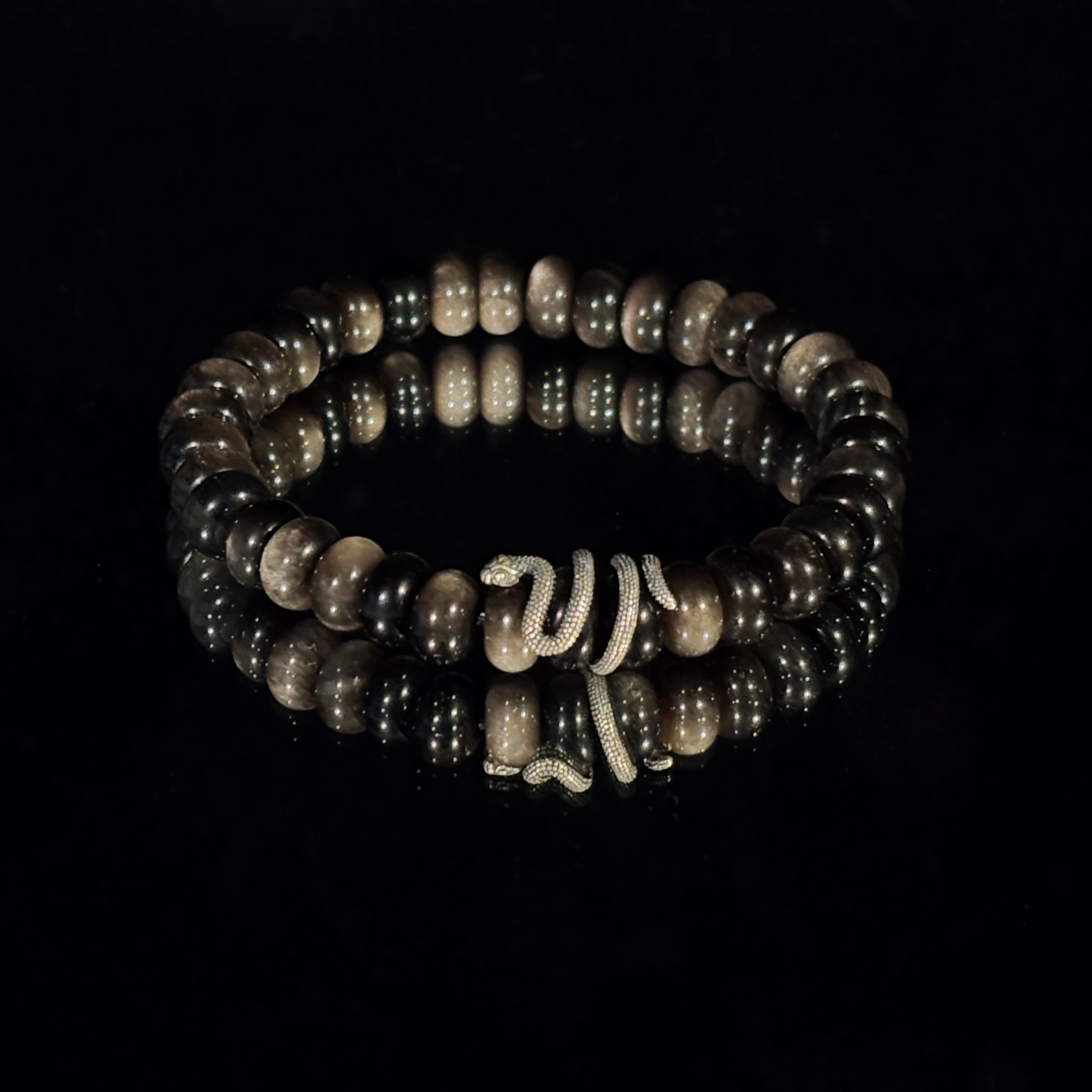 Serpent Guardian Obsidian Protection Intuition Bracelet