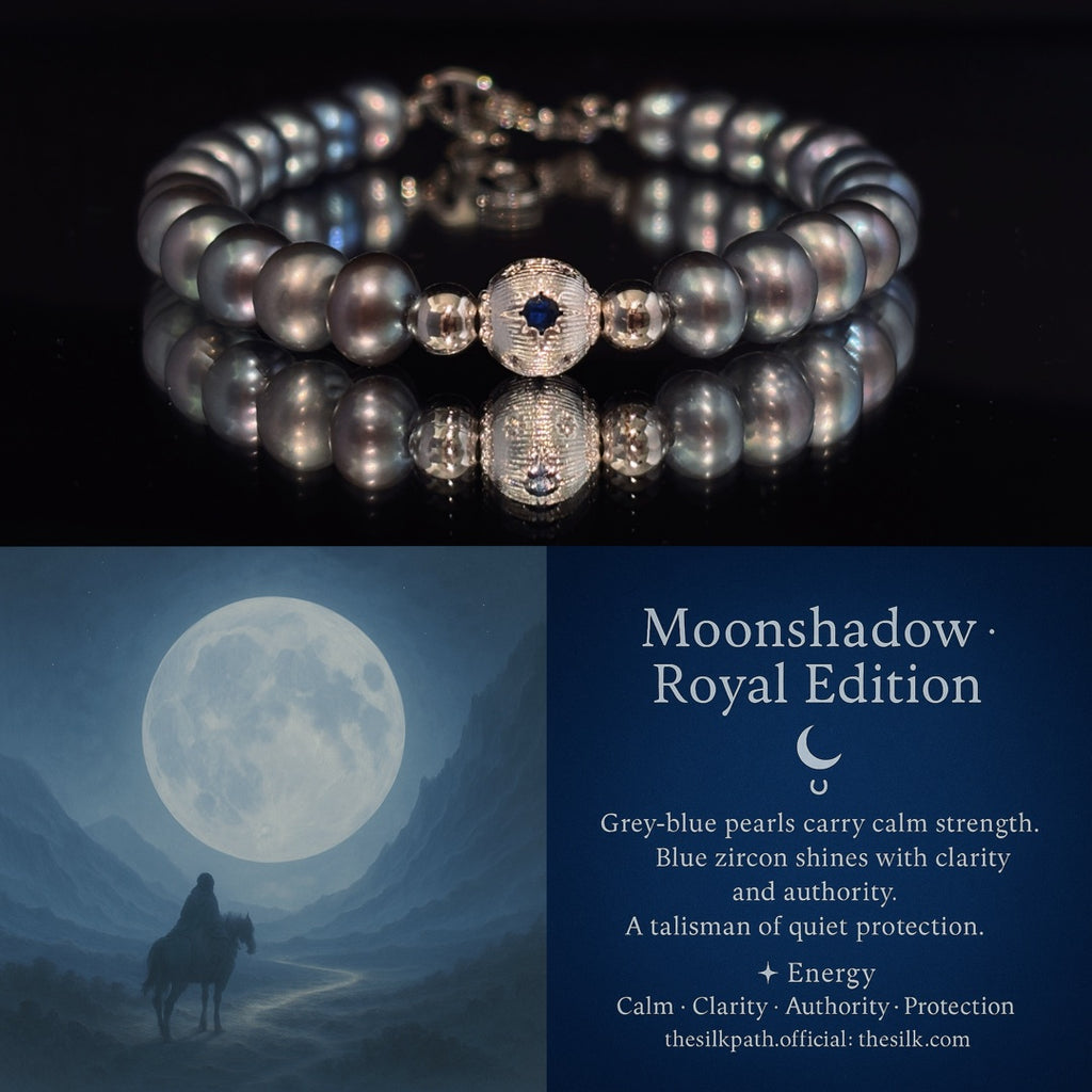 Moon shadow Grey Pearl Blue Zircon Strength Bracelet