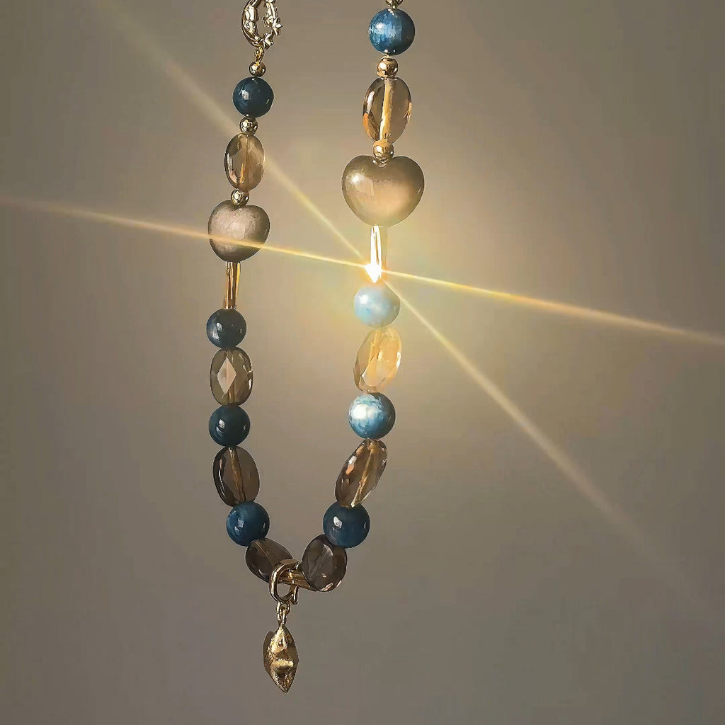 Sentinel Starlit Silver Obsidian Blue Kyanite Guardian Necklace