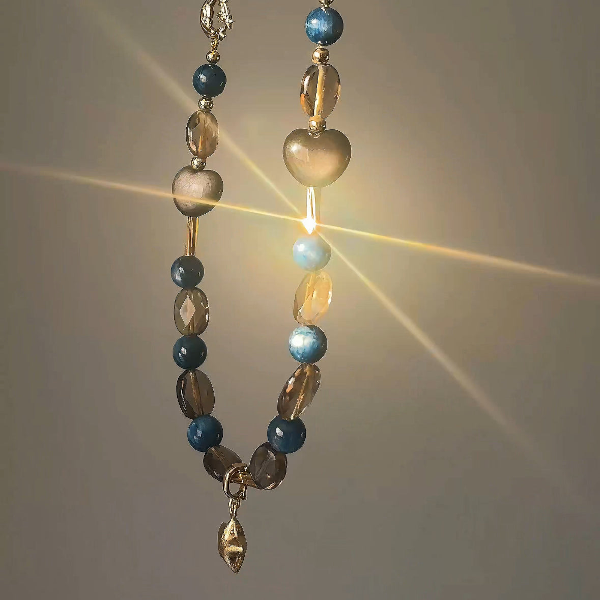 Sentinel Starlit Silver Obsidian Blue Kyanite Guardian Necklace