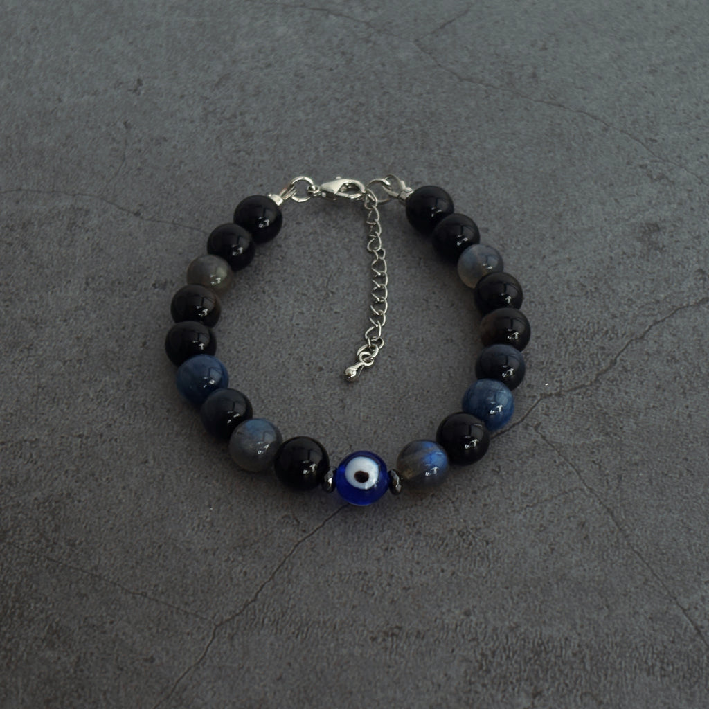 Celestial Shield Obsidian Kyanite Blue Tiger’s Eye Protection Bracelet