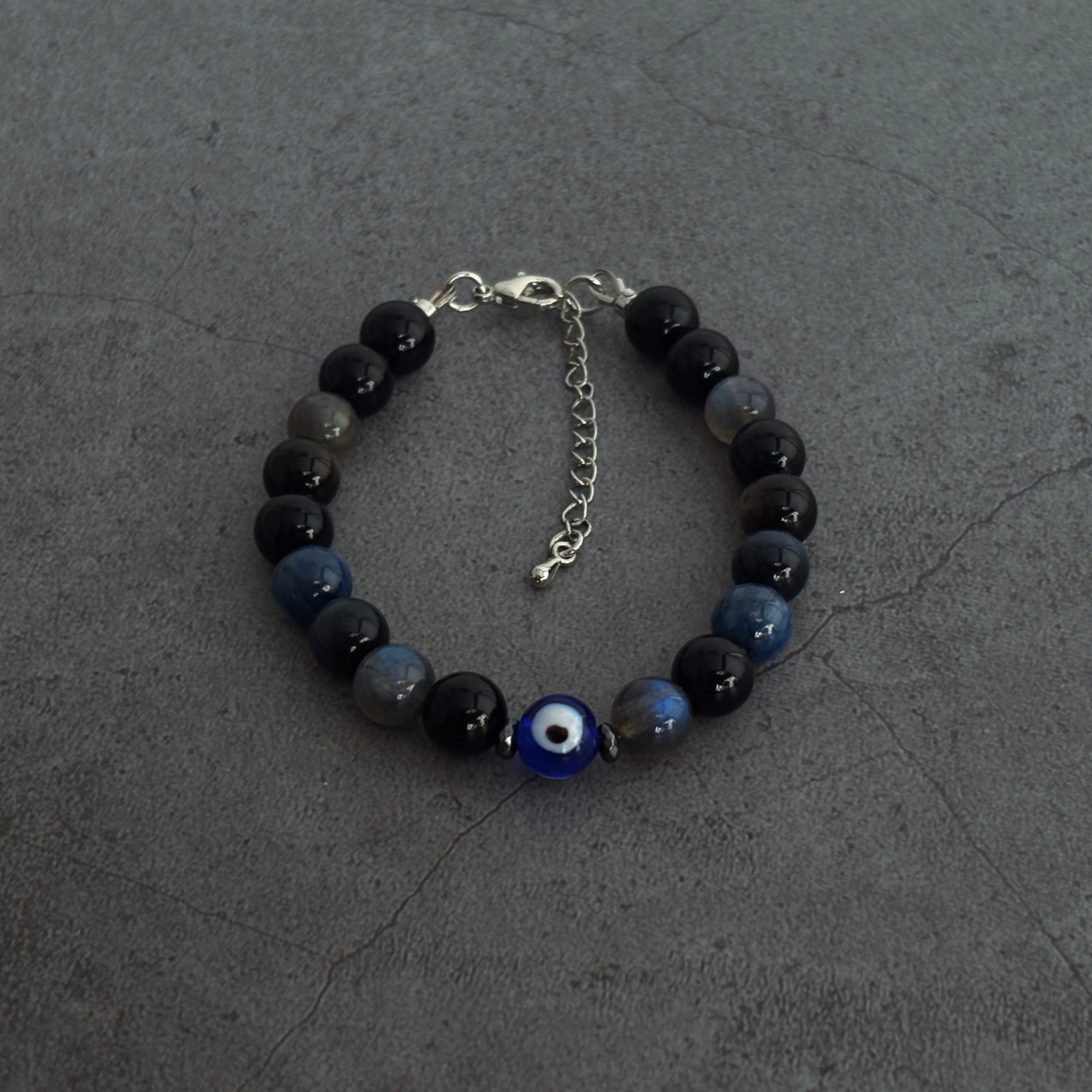 Celestial Shield Obsidian Kyanite Blue Tiger’s Eye Protection Bracelet
