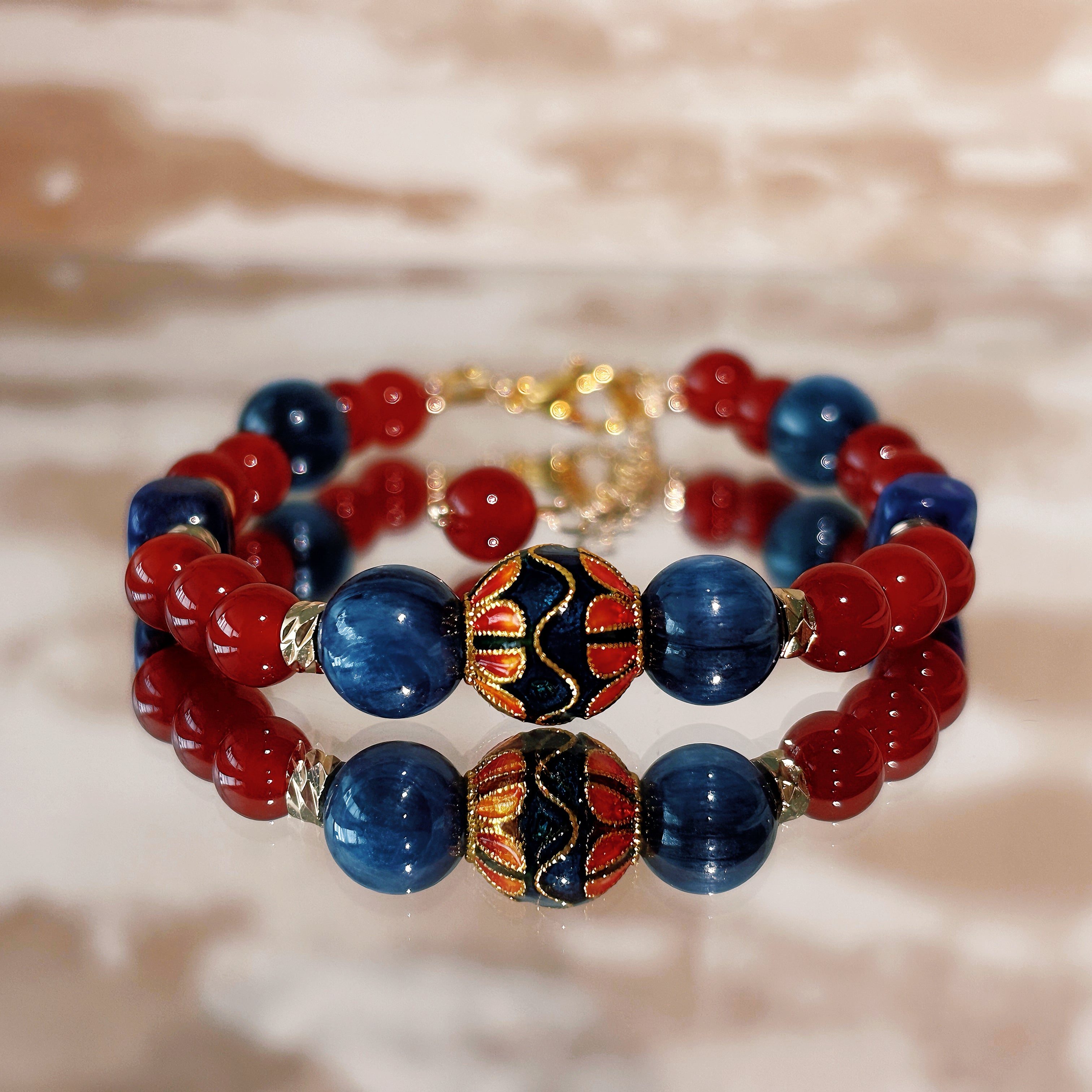 Radiant Muse Agate Kyanite Lapis Lazuli Feminine Grace Bracelet