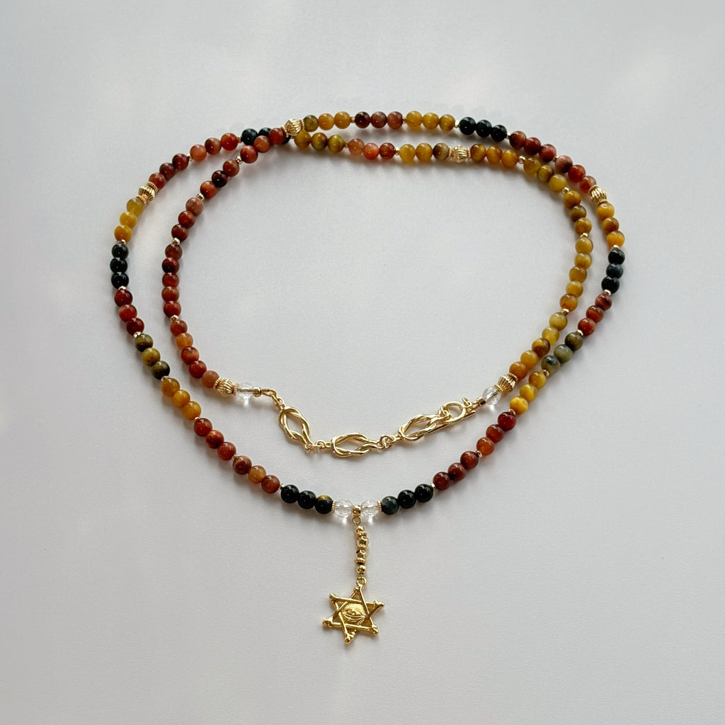 Watcher’s Sigil Tiger’s Eye Clear Quartz Protection Necklace