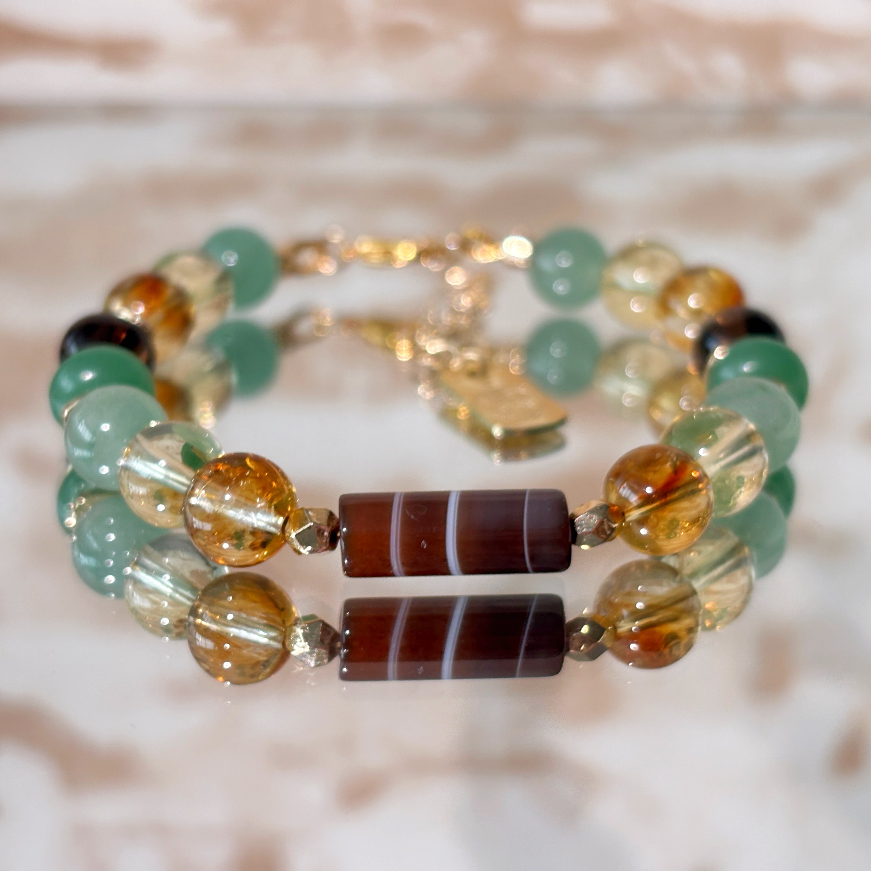 Sound of Abundance Citrine Green Aventurine Smoky Quartz Bracelet