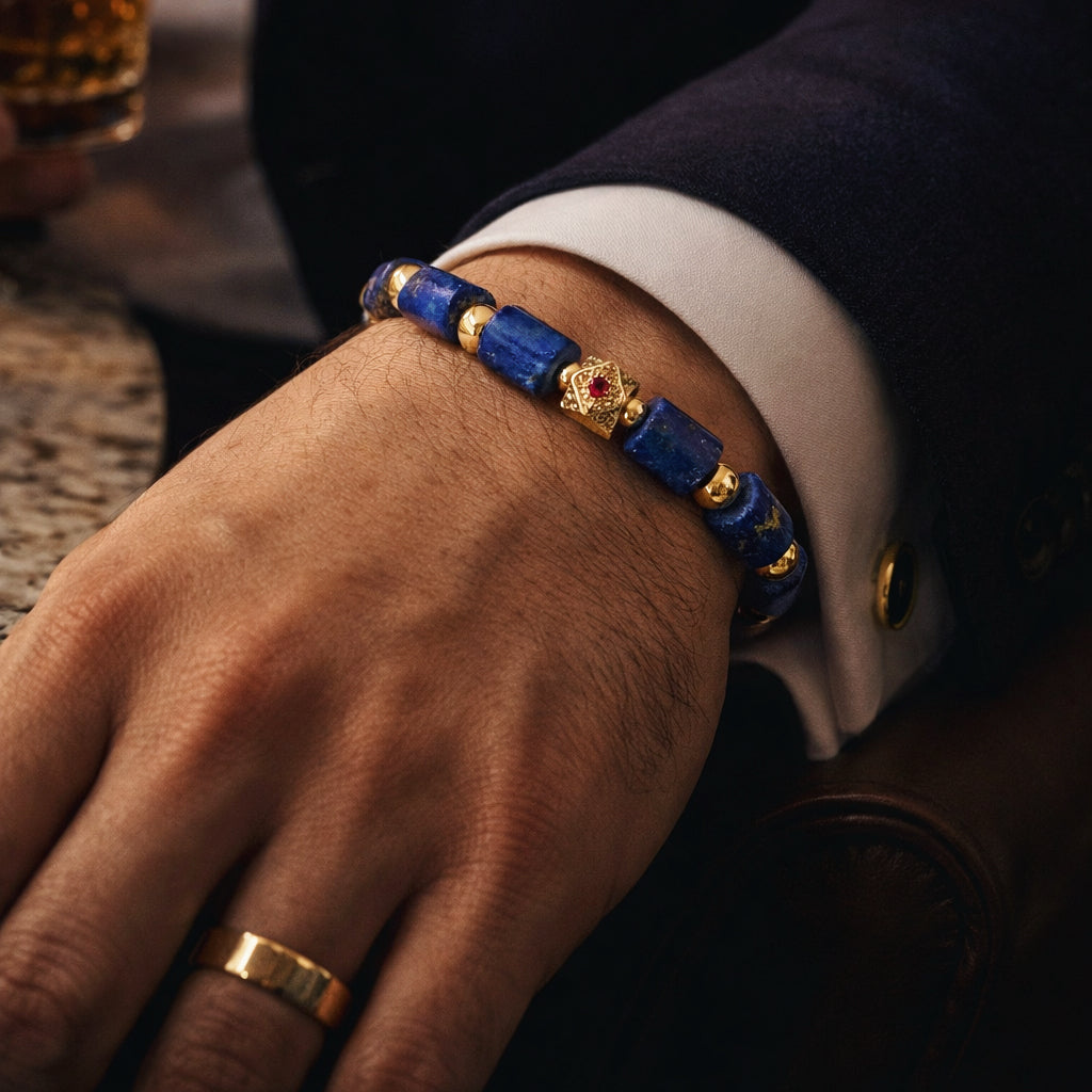 Silk Road Relic Celestial Authority Lapis Lazuli Red Zircon Bracelet