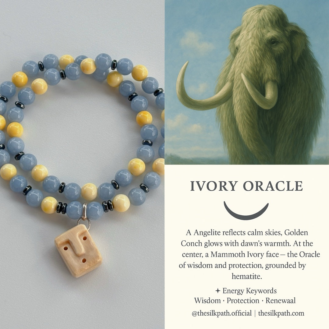 Ivory Oracle Angelite Golden Conch Mammoth Ivory Wisdom Bracelet