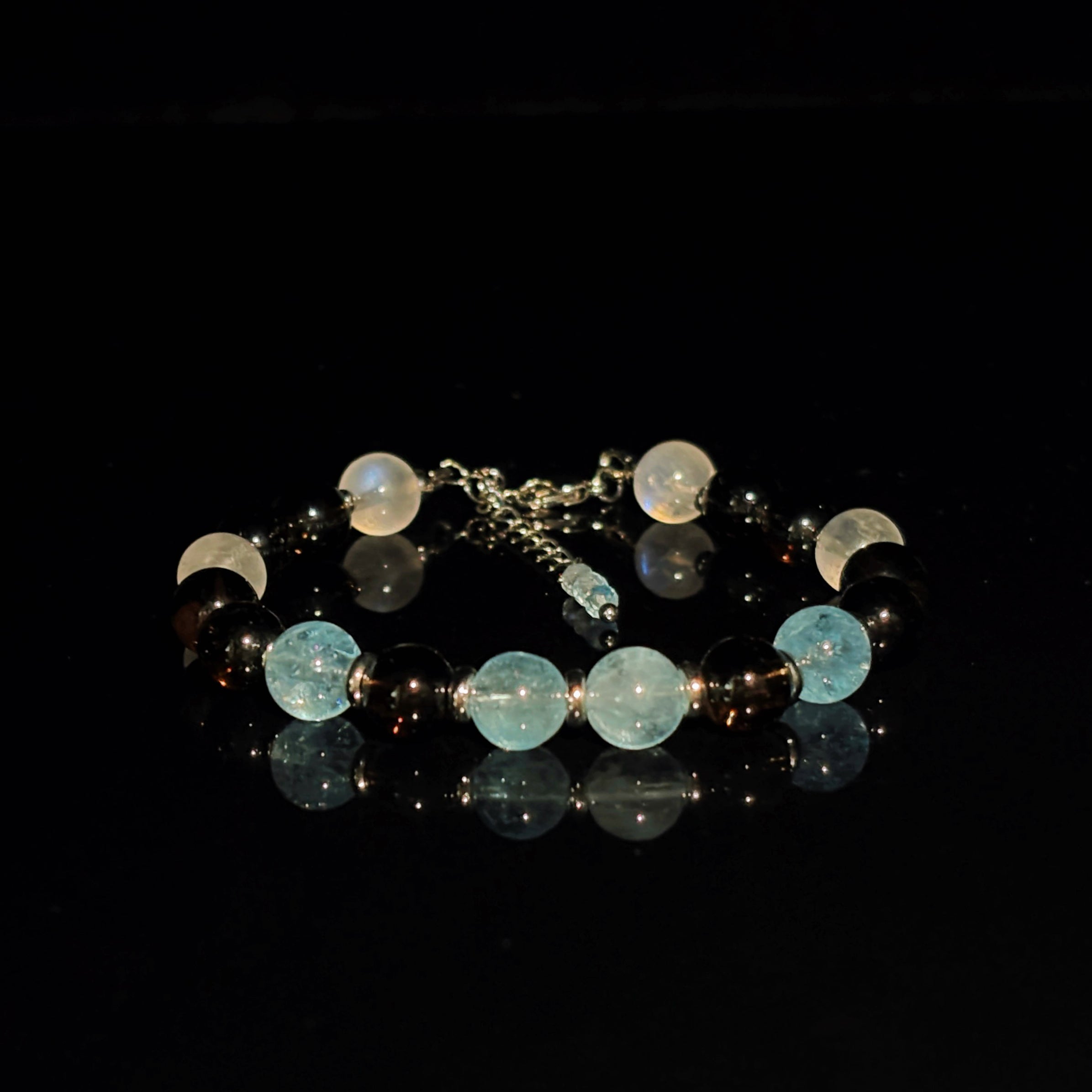 Kashmir Blue Blue Topaz Moonstone Smoky Quartz Bracelet