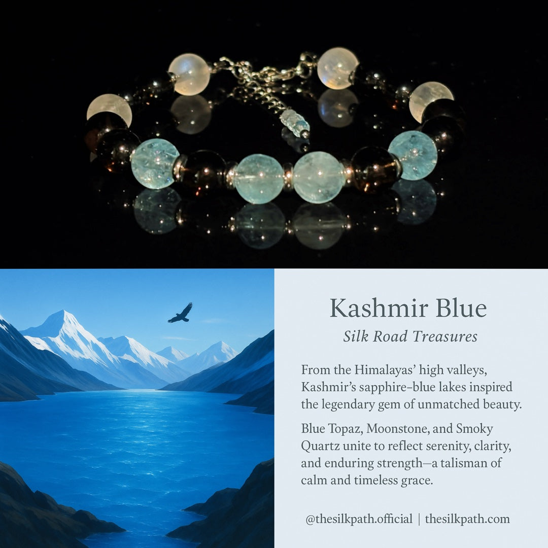 Kashmir Blue Blue Topaz Moonstone Smoky Quartz Bracelet
