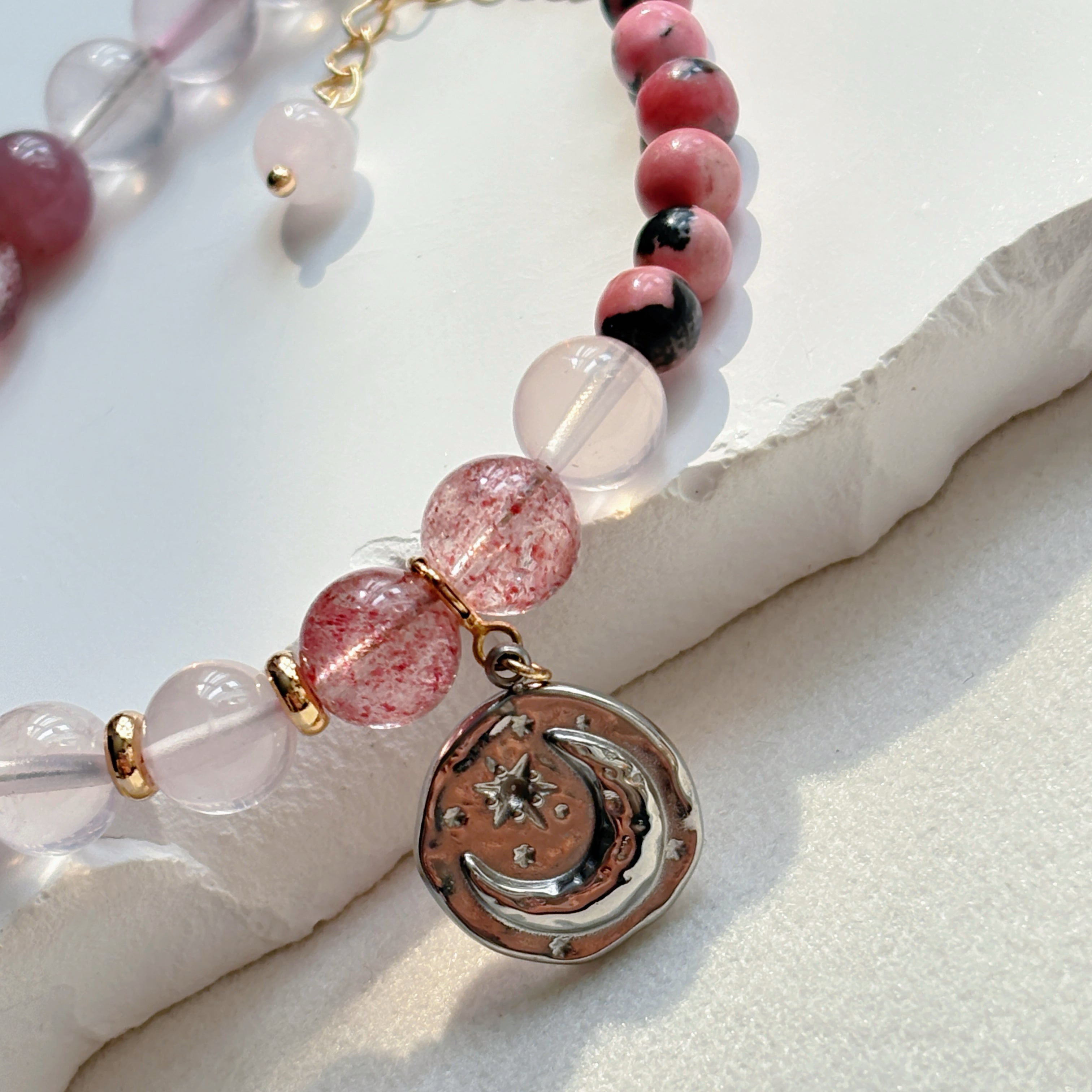 Love Binding Rhodonite Strawberry Quartz Rose Quartz Bracelet