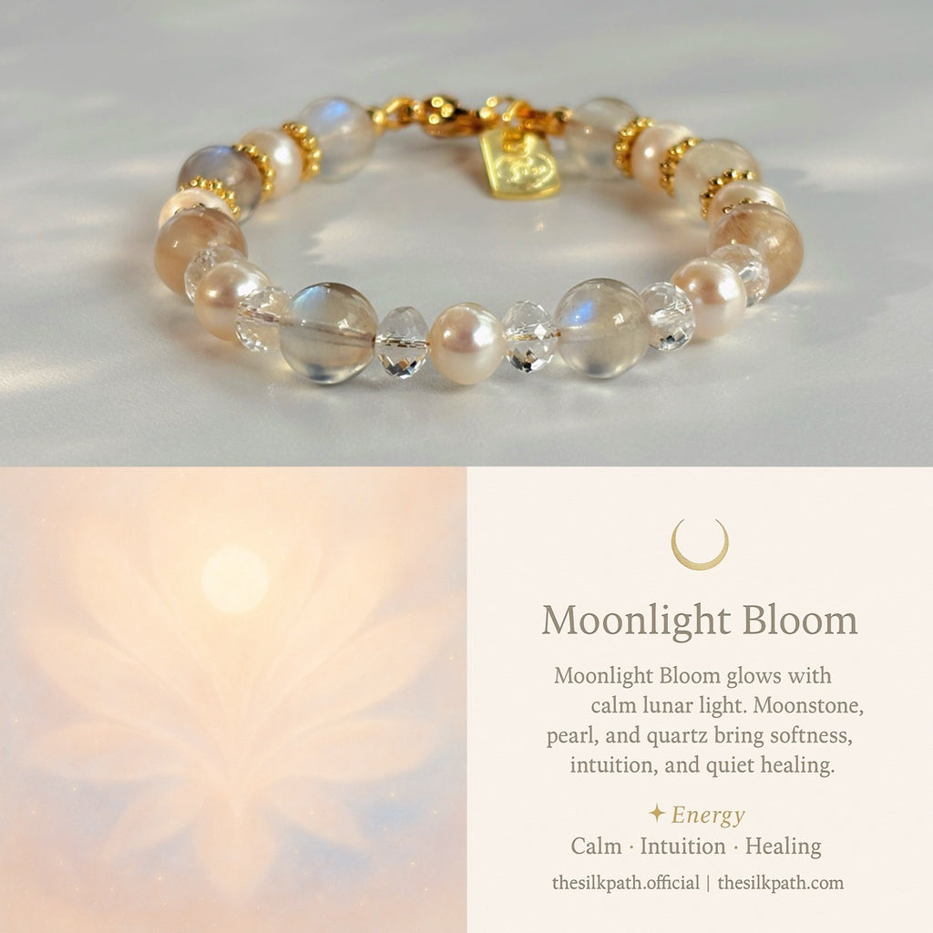 Moonlight Bloom Moonstone Pearl Quartz Feminine Energy Bracelet