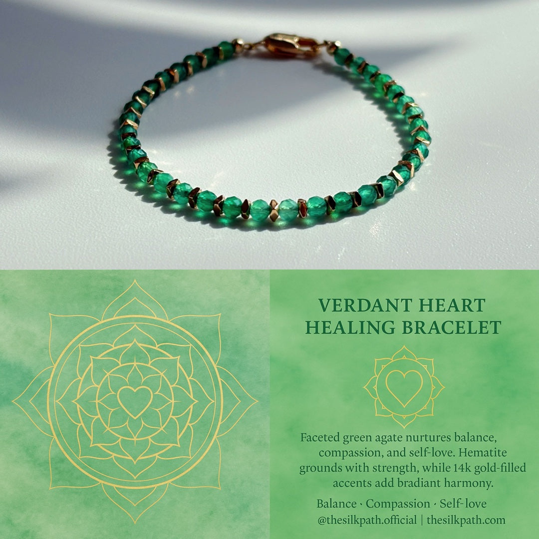 Verdant Heart Green Agate Hematite Self-love Bracelet
