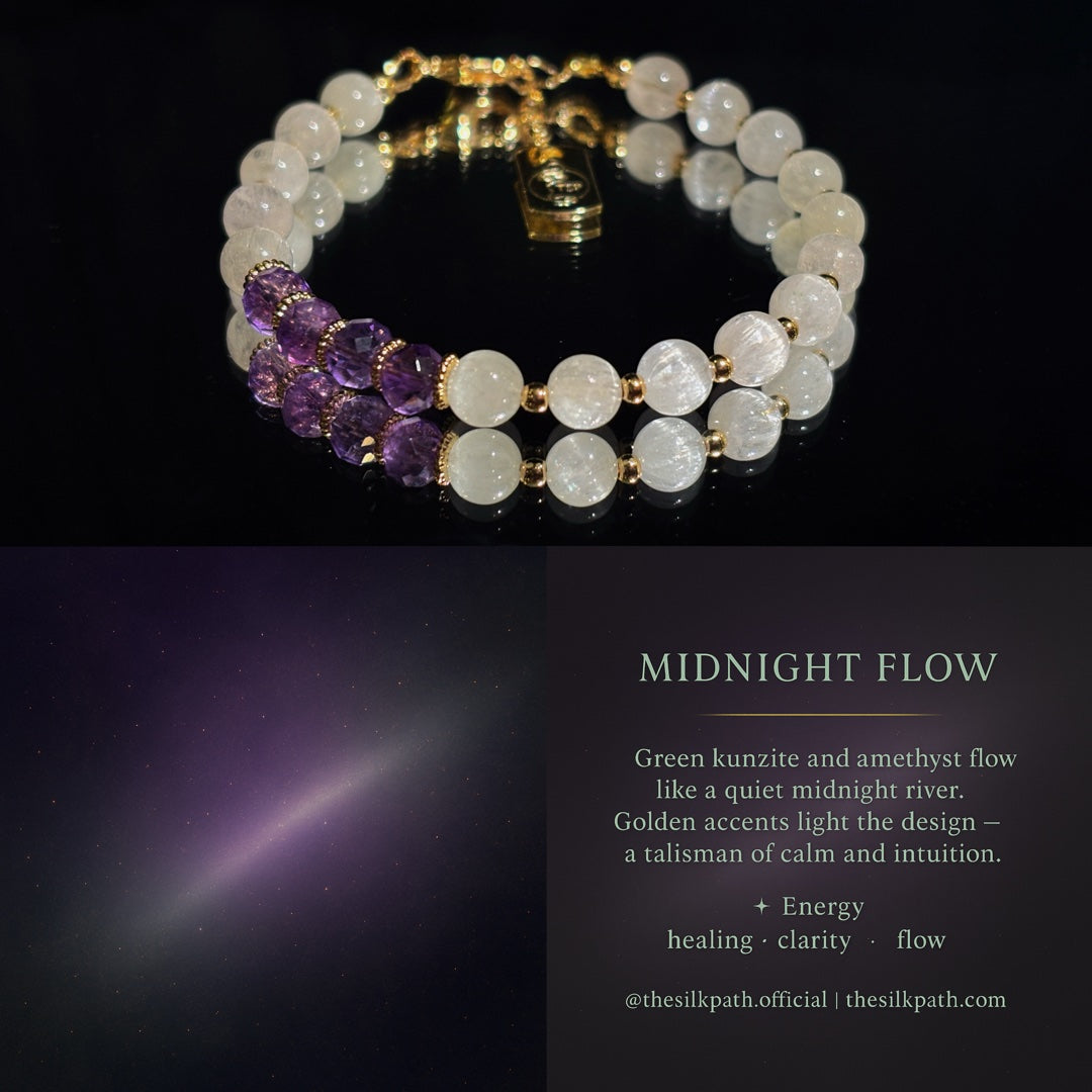 Midnight Flow Green Kunzite Faceted Amethyst Bracelet