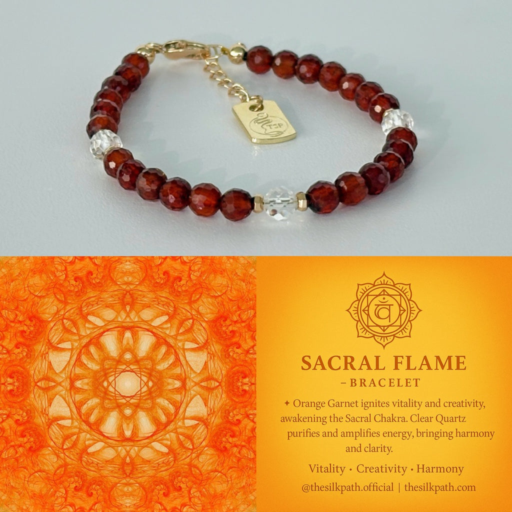 Sacral Flame Orange Garnet Clear Quartz Creativity Bracelet
