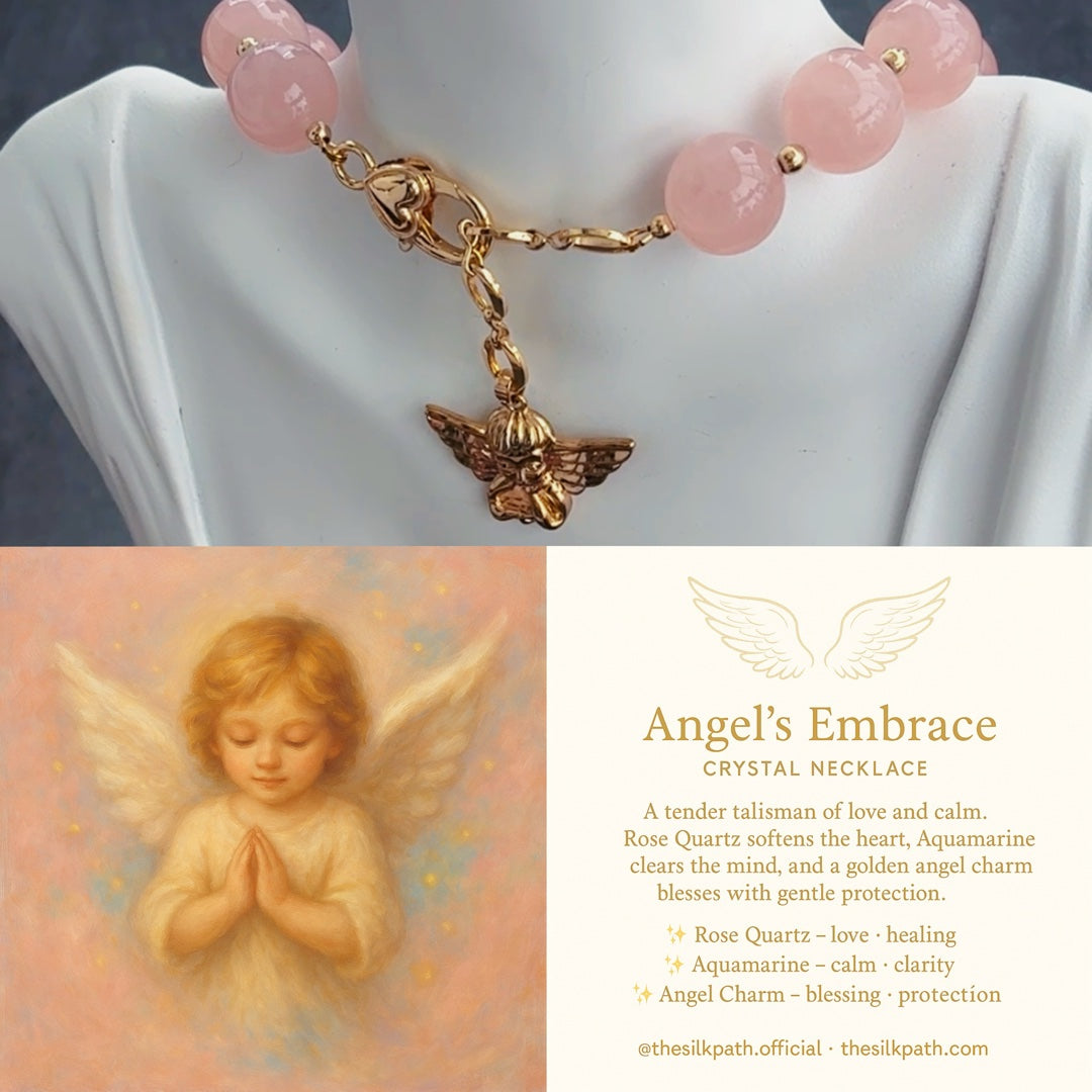 Angel’s Embrace Rose Quartz Aquamarine Necklace