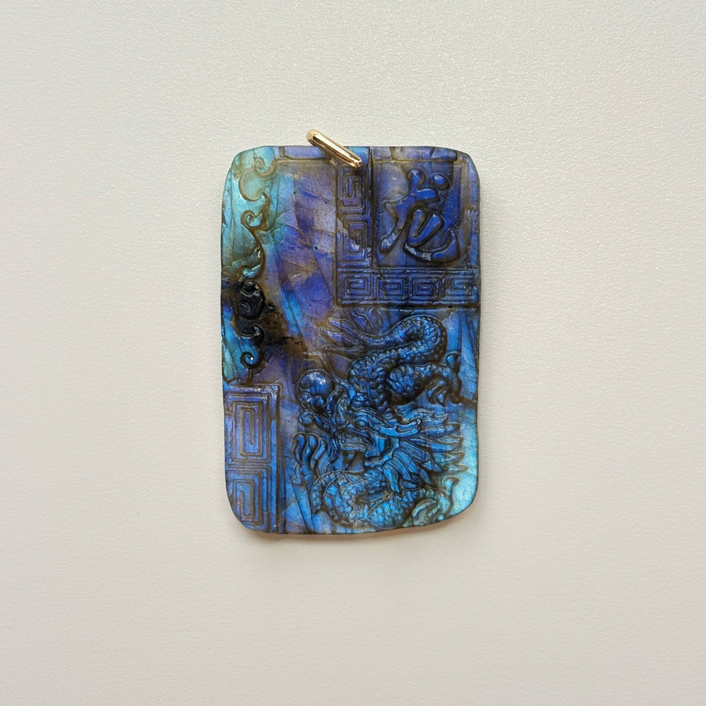 Dragon of Living Light Natural labradorite Pendant