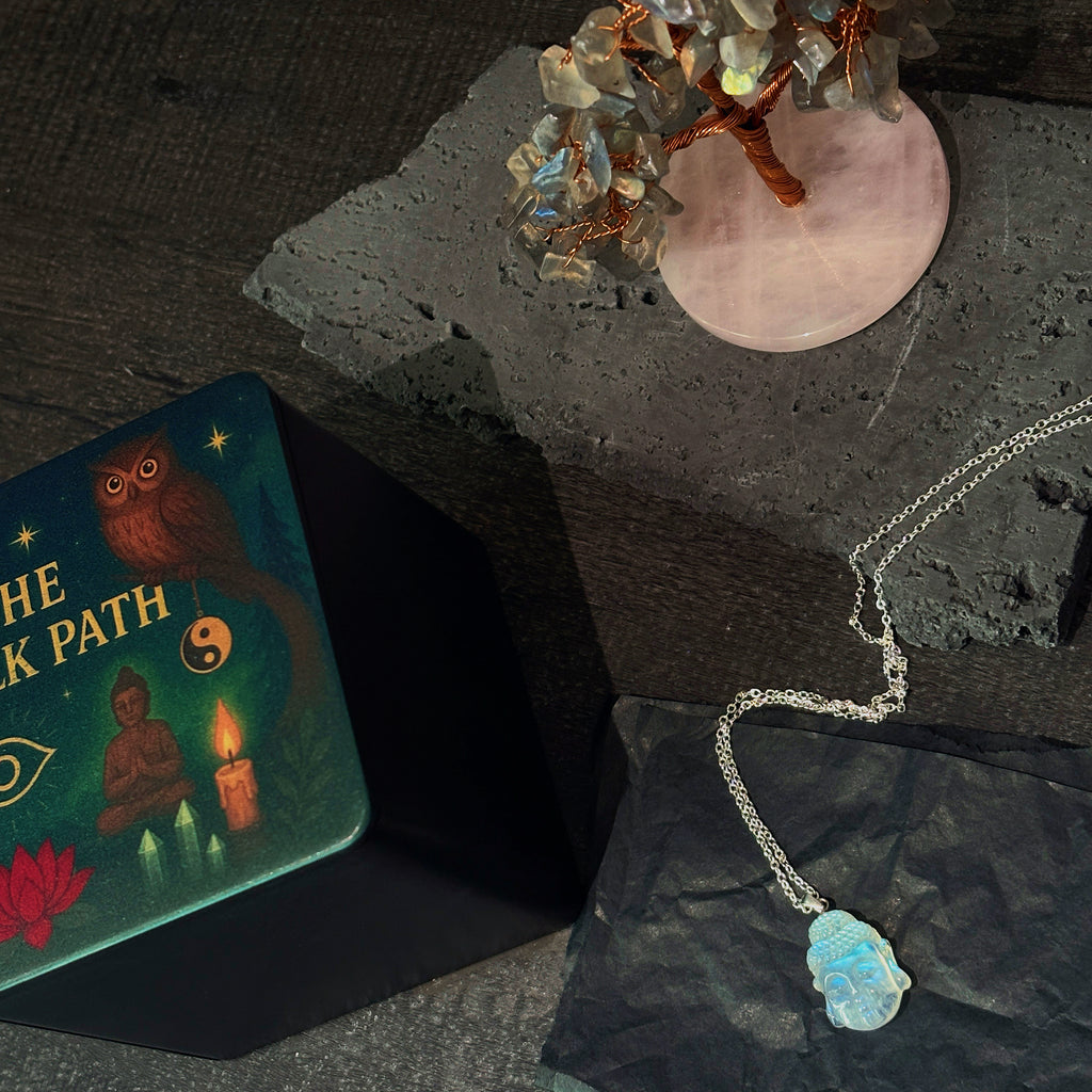 Moonveil Buddha Gemstone-grade blue moonstone Pedant