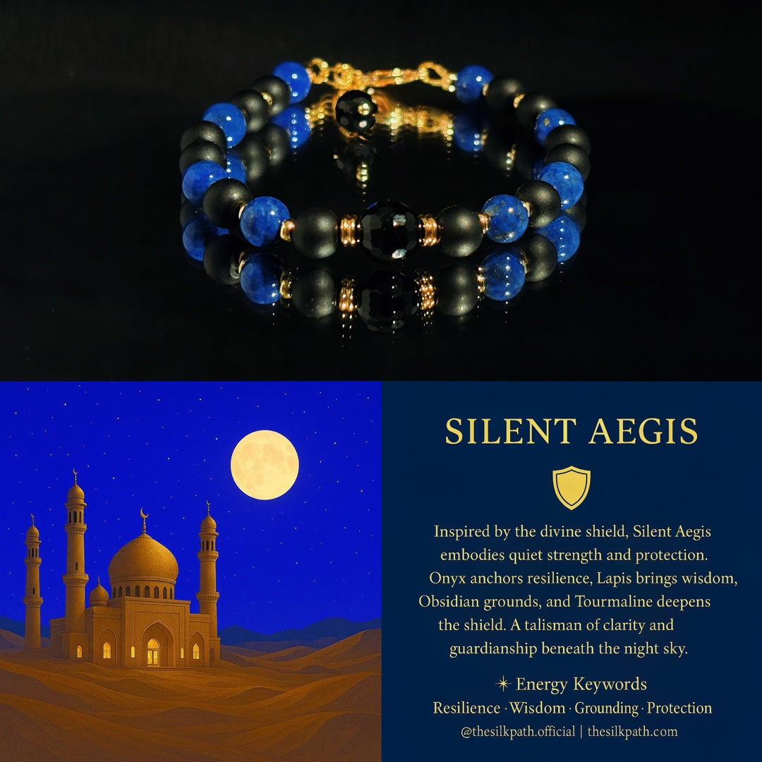 Silent Aegis Black Onyx Obsidian Lapis Lazuli Shielding Energy bracelet