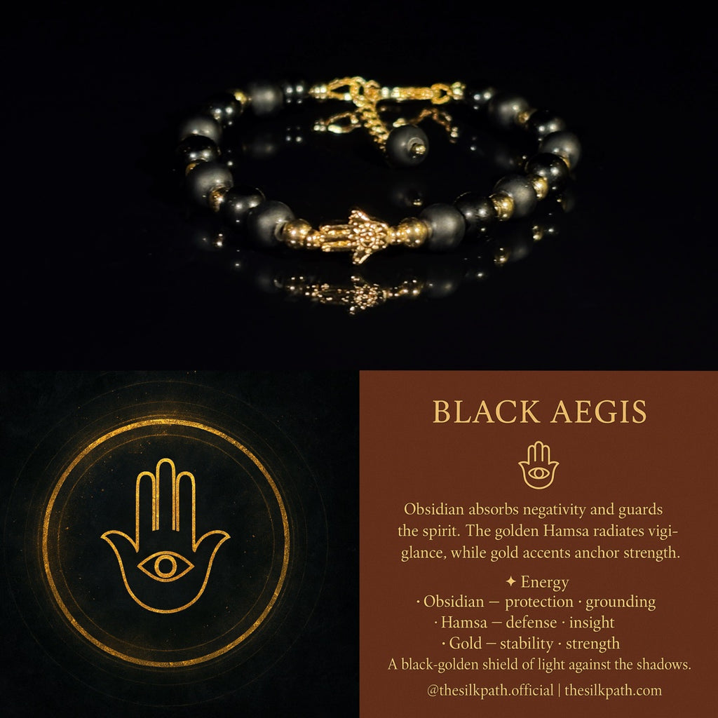 Black Aegis Obsidian Hamsa Protection Bracelet