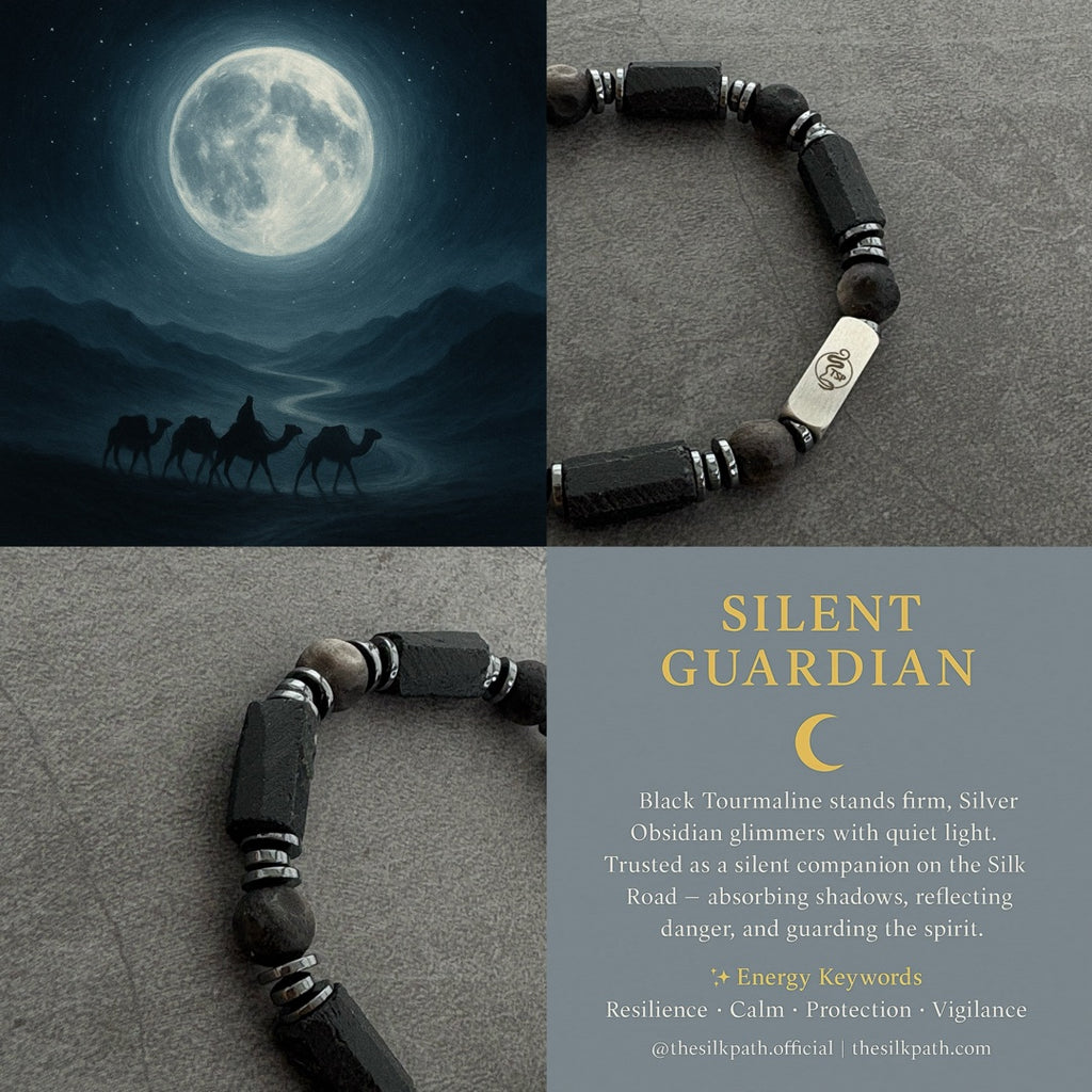 Silent Guardian Black Tourmaline Silver Obsidian Protection bracelet