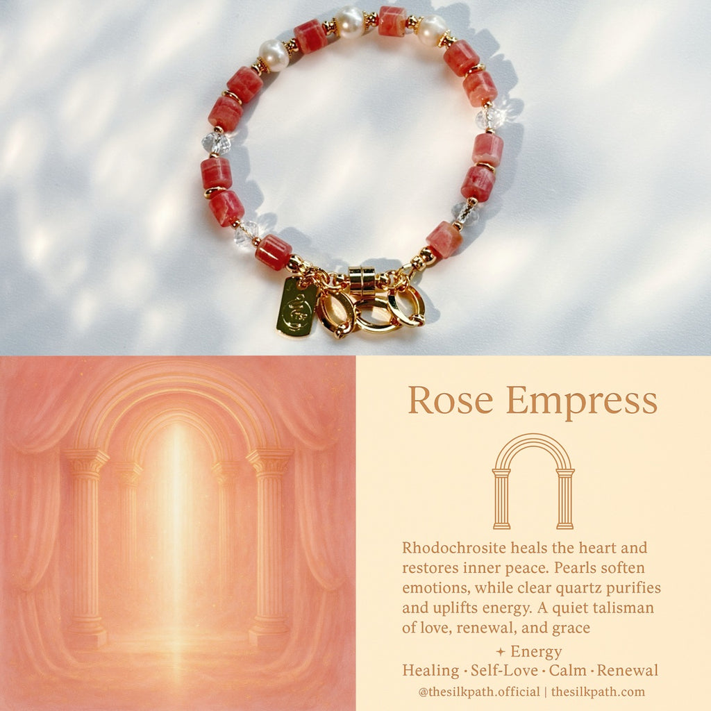 Rose Empress Rhodochrosite Pearl Clear Quartz Bracelet
