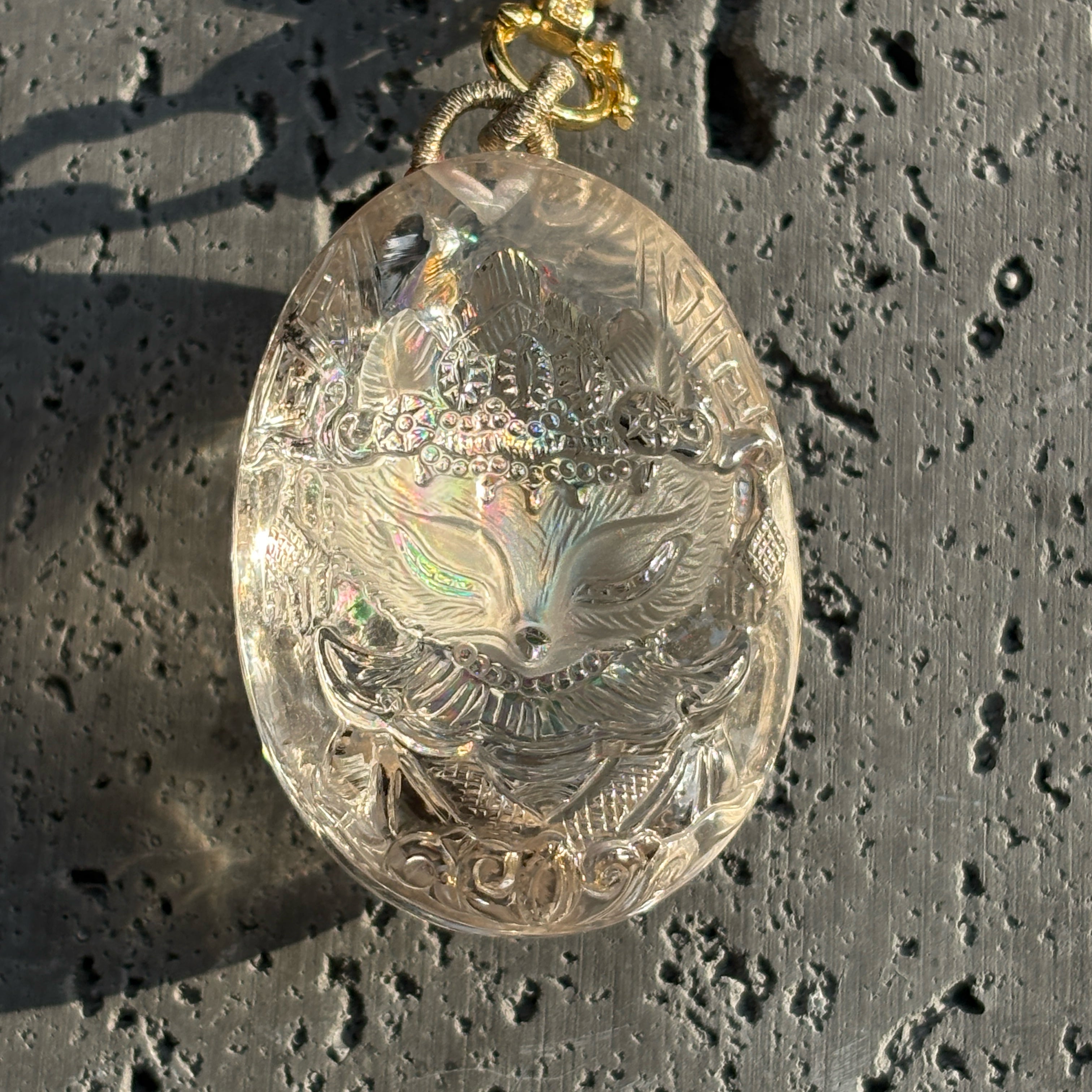 Fox King Clear Quartz Talisman Pendant