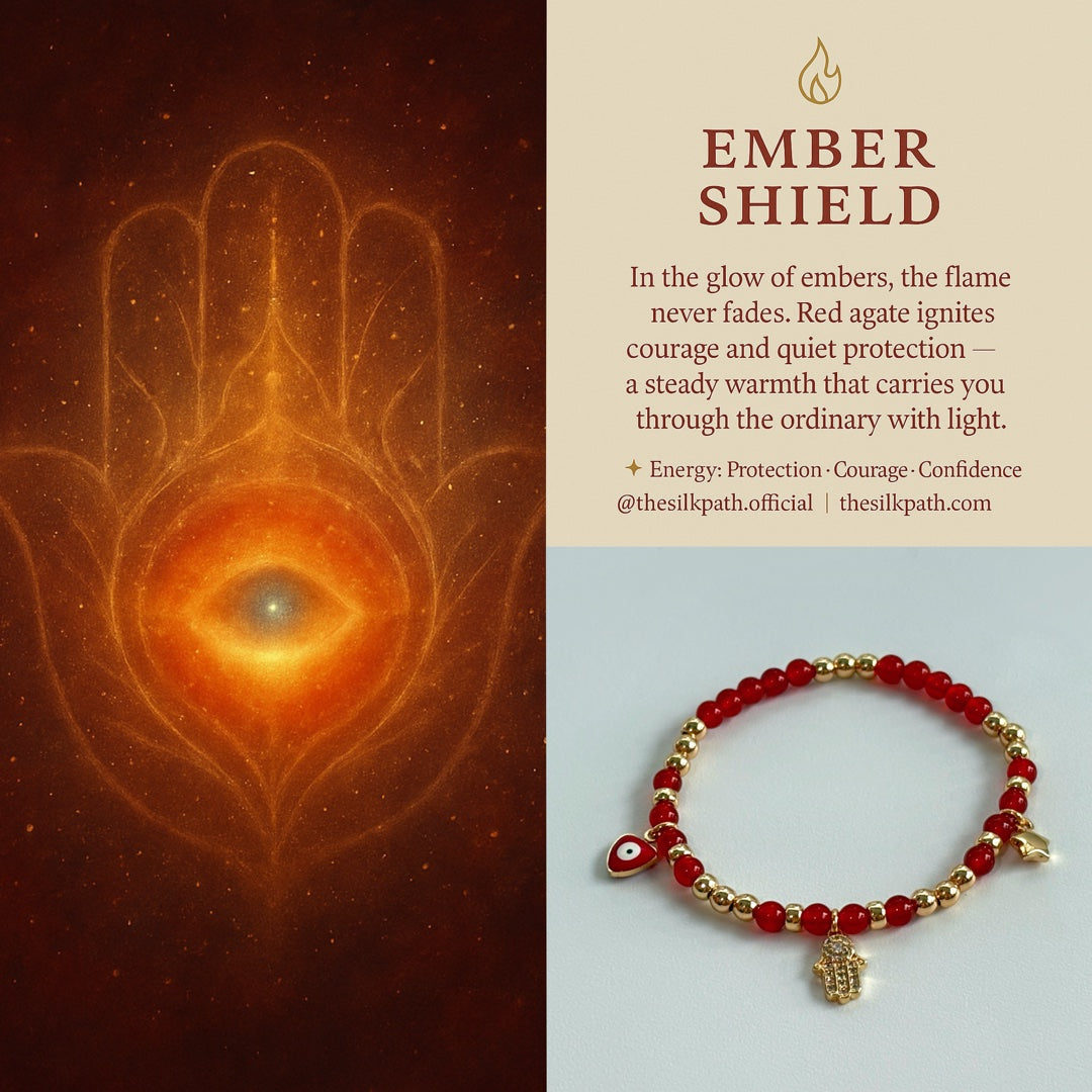 Ember Shield Red Agate Courage Confidence Bracelet