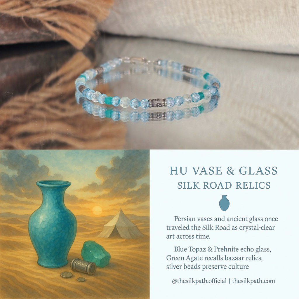 Hu Vase Blue Topaz Prehnite Crystal Bracelet