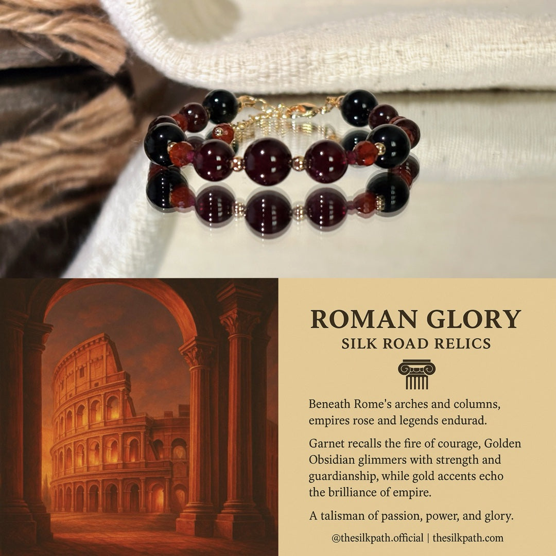 Roman Glory Garnet Golden Obsidian courage strength bracelet