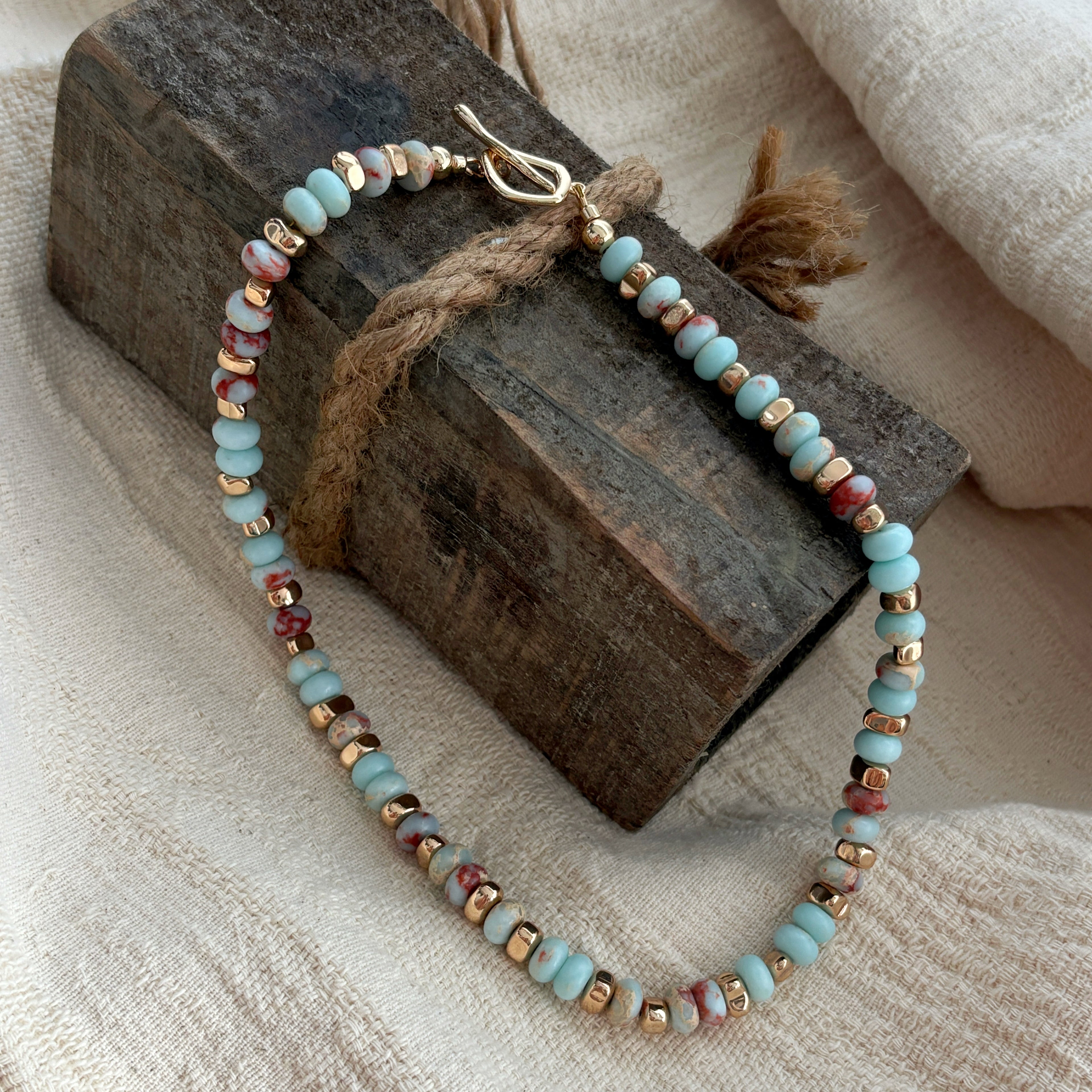 Aqua Terra Jasper Golden Hematite Serenity Necklace